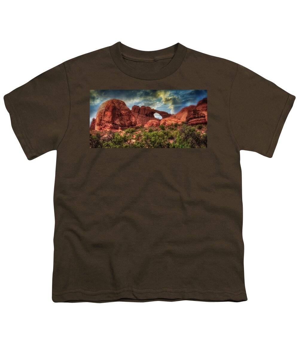 Arches Youth T-Shirt featuring the photograph Arches Park Utah by Micah Offman