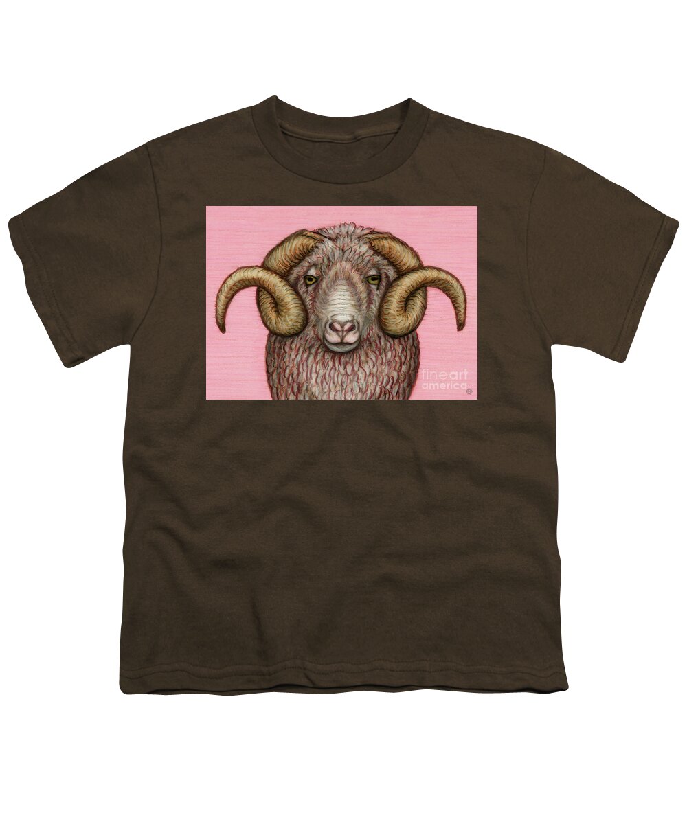 Ram Youth T-Shirt featuring the painting Arles Merino Ram by Amy E Fraser