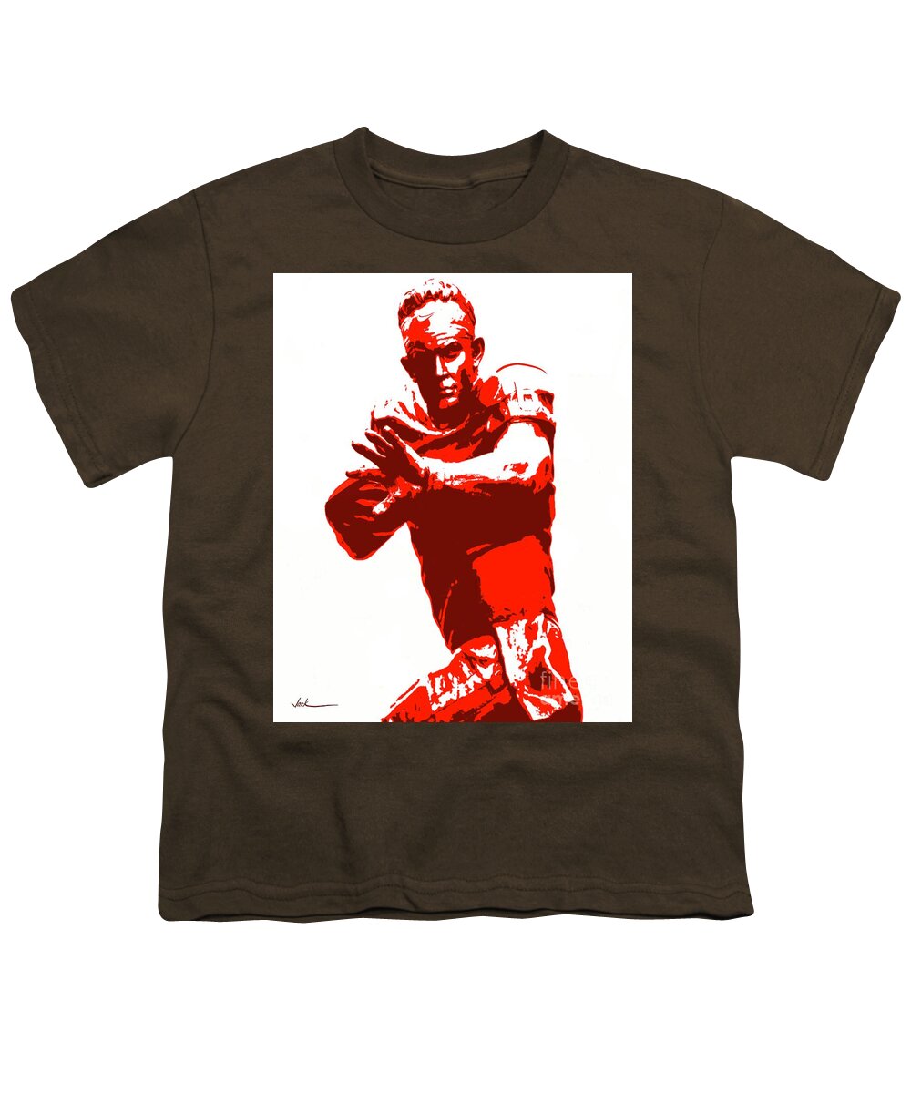 Baker Mayfield Youth T-Shirt featuring the painting Baker Mayfield Statue by Jack Bunds