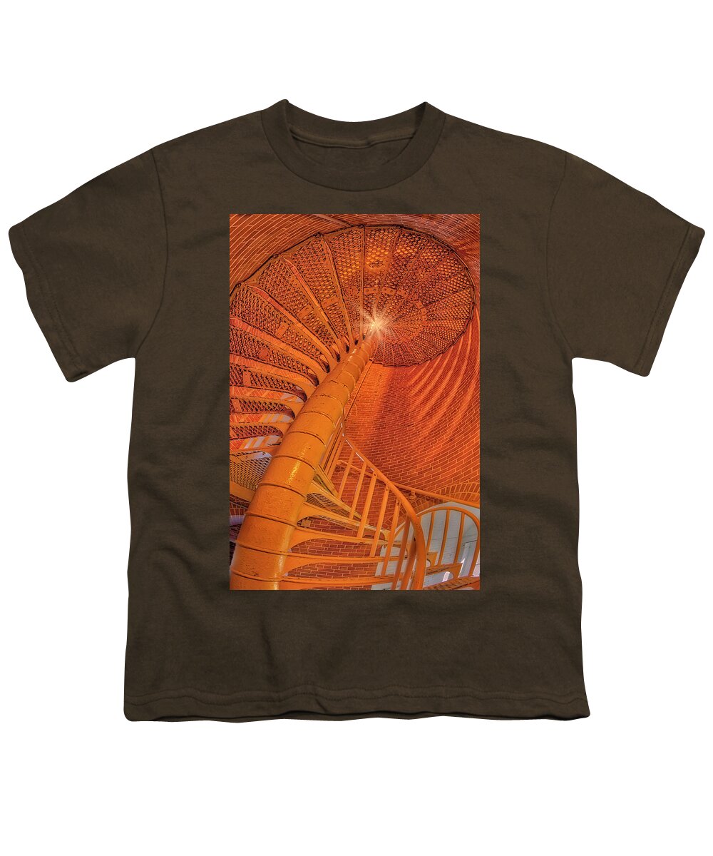 Spiral Staircase Youth T-Shirt featuring the photograph Barnegat Light Spiral Staircase by Susan Candelario
