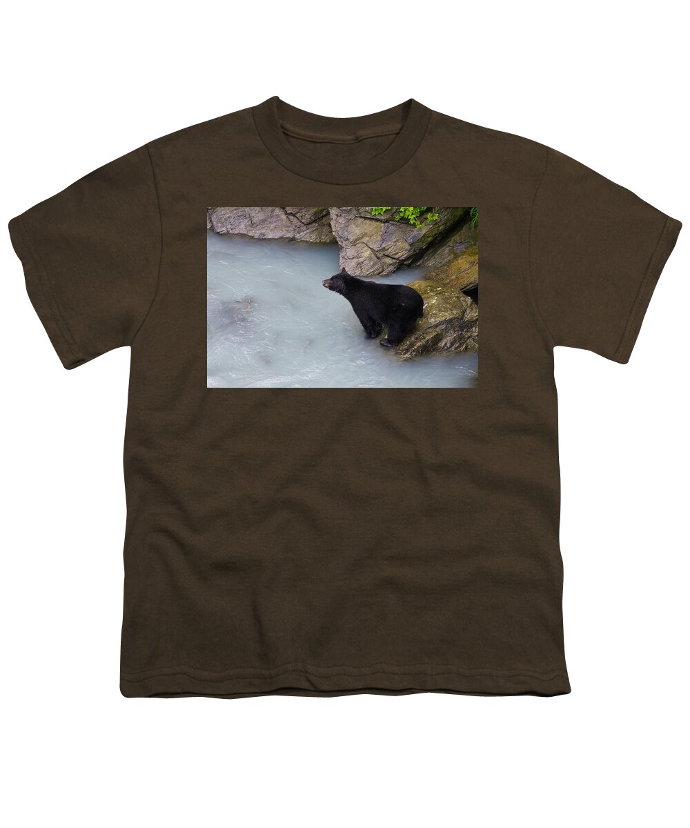 Bear Youth T-Shirt featuring the photograph Bearly Fishing II by Steph Gabler