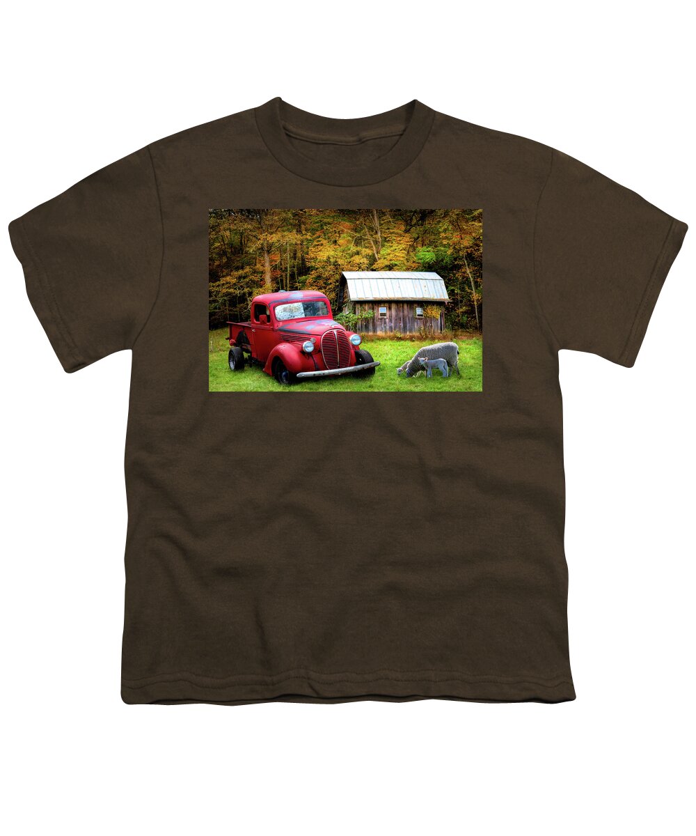 Red Youth T-Shirt featuring the photograph Big Red on the Farm by Debra and Dave Vanderlaan
