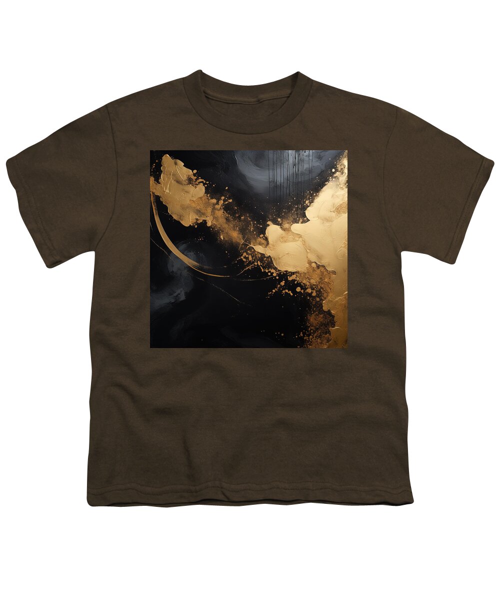 Black And Gold Art Youth T-Shirt featuring the painting Black and Gold Painting by Lourry Legarde