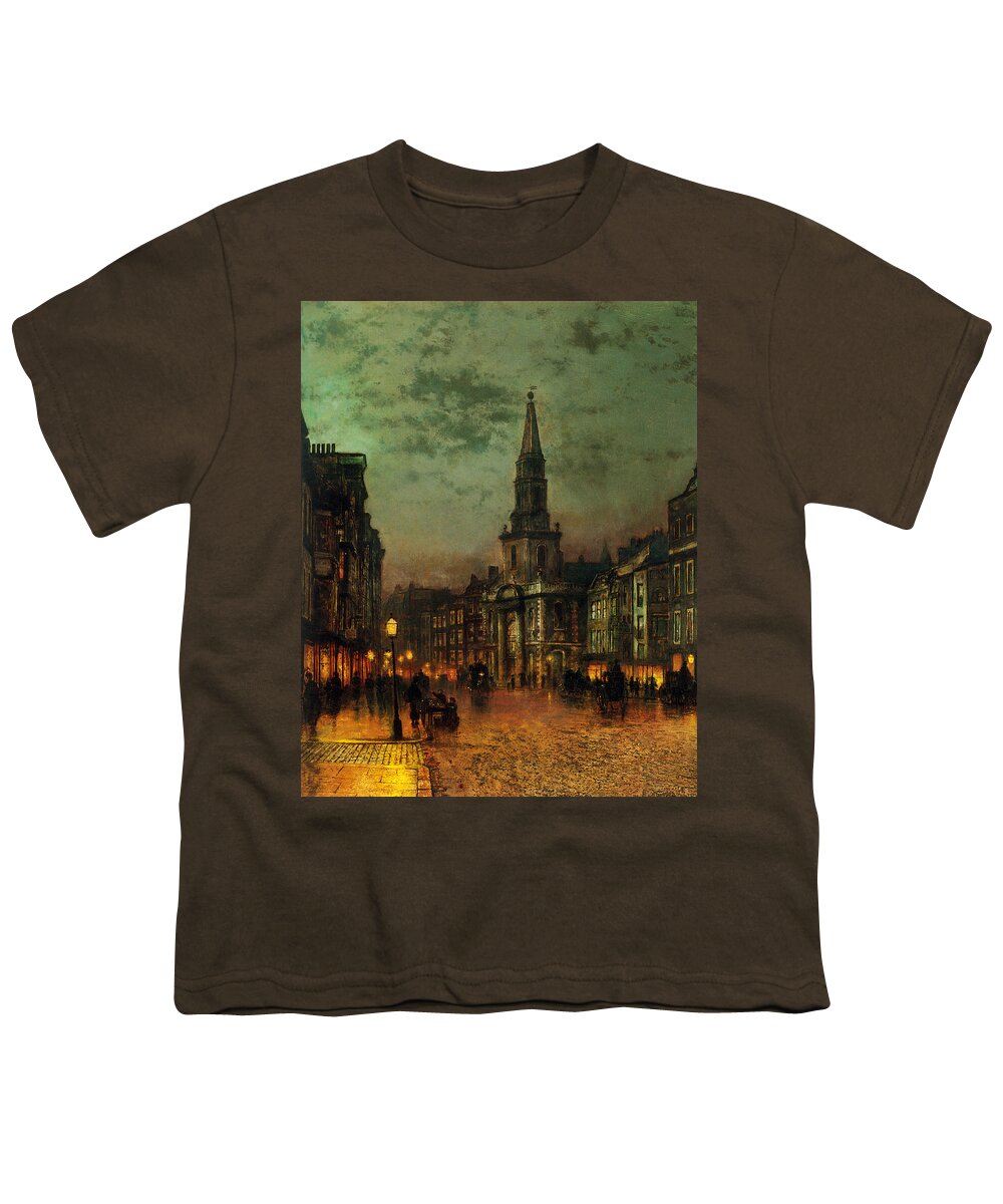Grimshaw Youth T-Shirt featuring the painting Blackman Street London, 1885 by John Atkinson Grimshaw