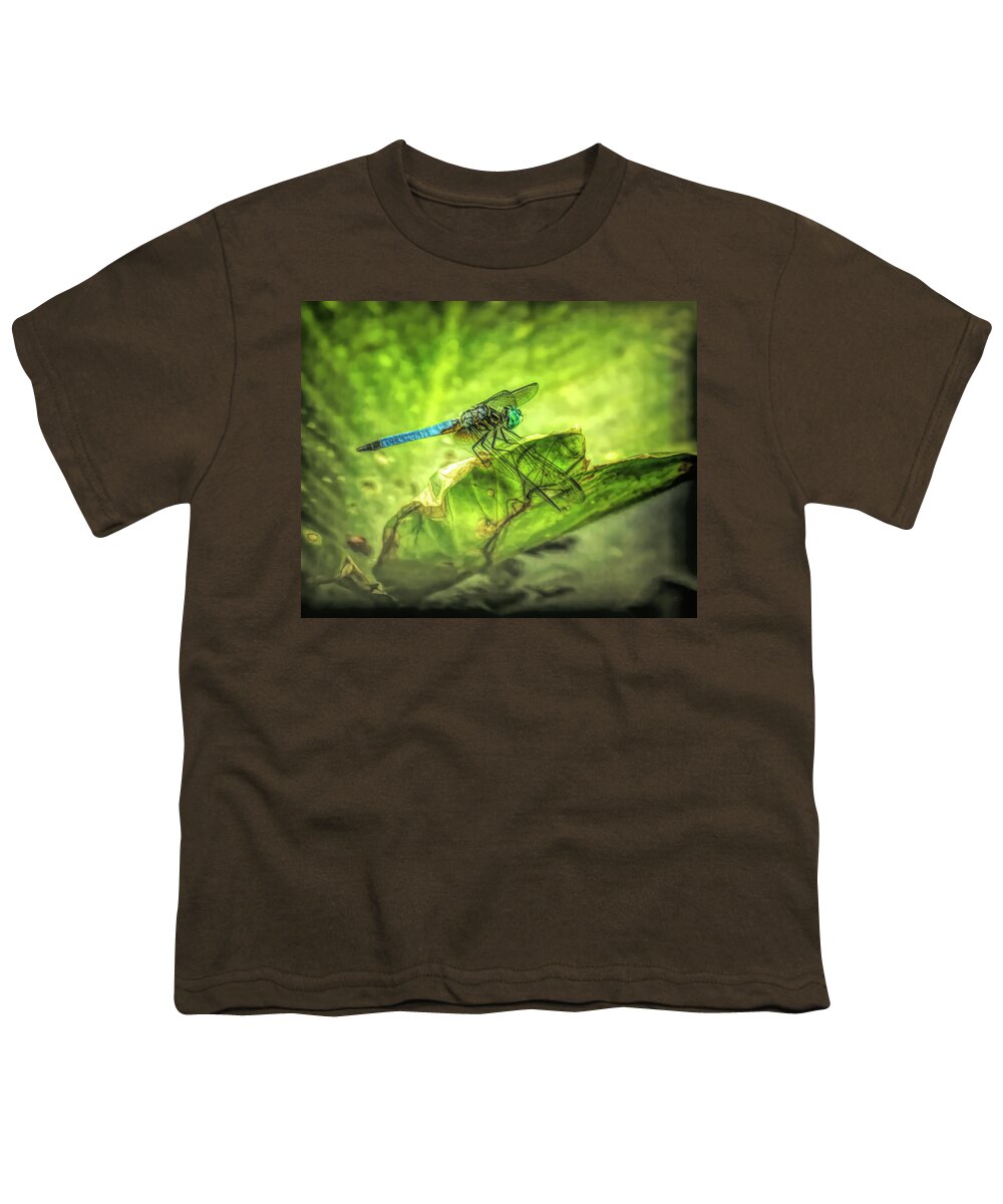 Dragonfly Youth T-Shirt featuring the digital art Blue Dasher Profile by Dennis Lundell