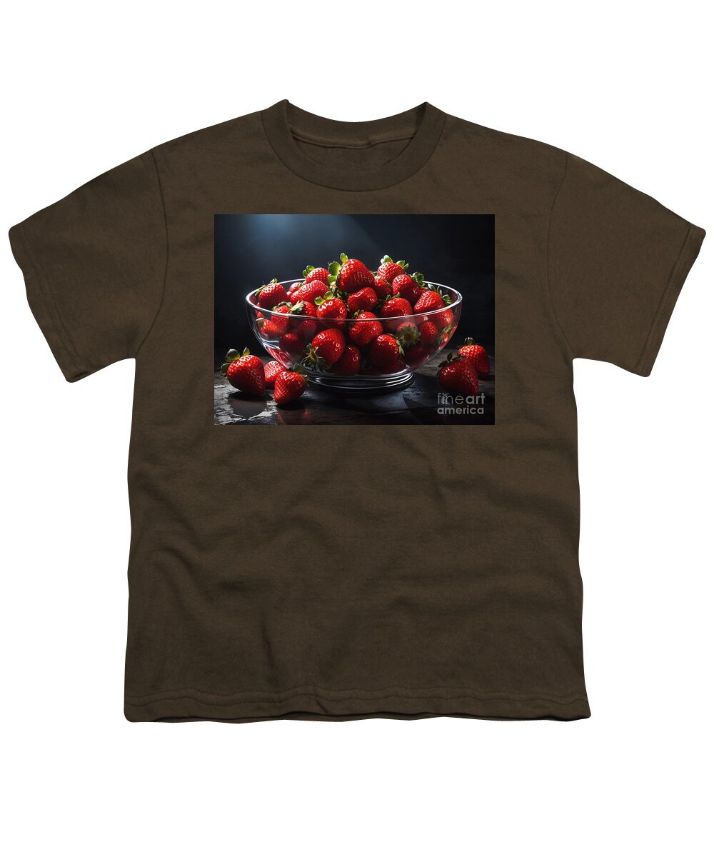 Ai Art Youth T-Shirt featuring the digital art Bowl Of Strawberries by Michelle Meenawong