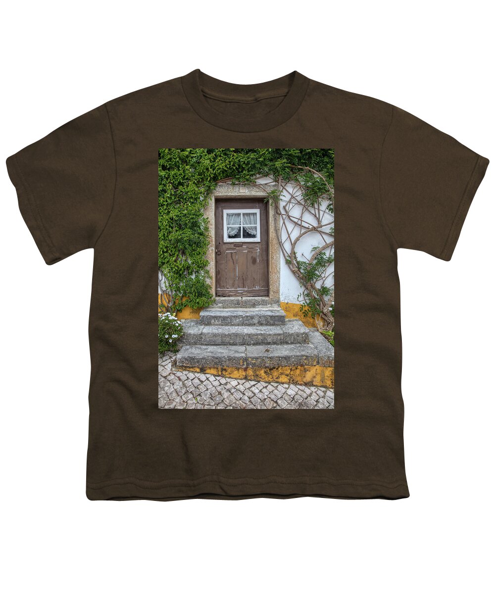 Culture Youth T-Shirt featuring the photograph Brown Door of Medieval Portugal by David Letts