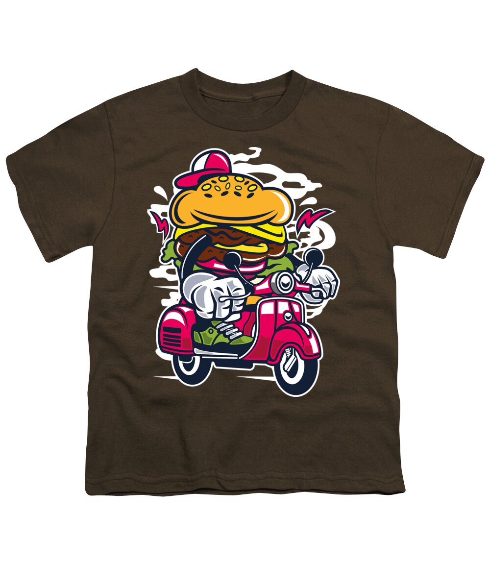 Burger Youth T-Shirt featuring the digital art Burger Rider by Long Shot