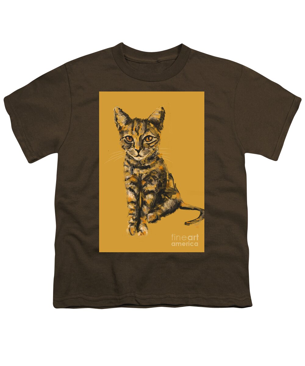 Cat Painting Youth T-Shirt featuring the painting Cat Bjor by Go Van Kampen