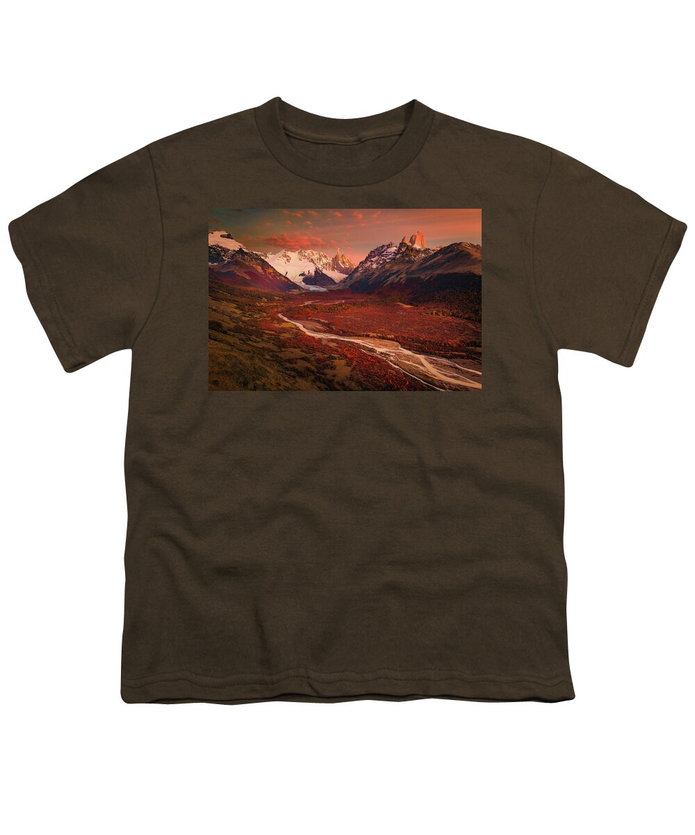 Cerro Torre Youth T-Shirt featuring the photograph Cerro Torre Sunrise #2 by Henry w Liu