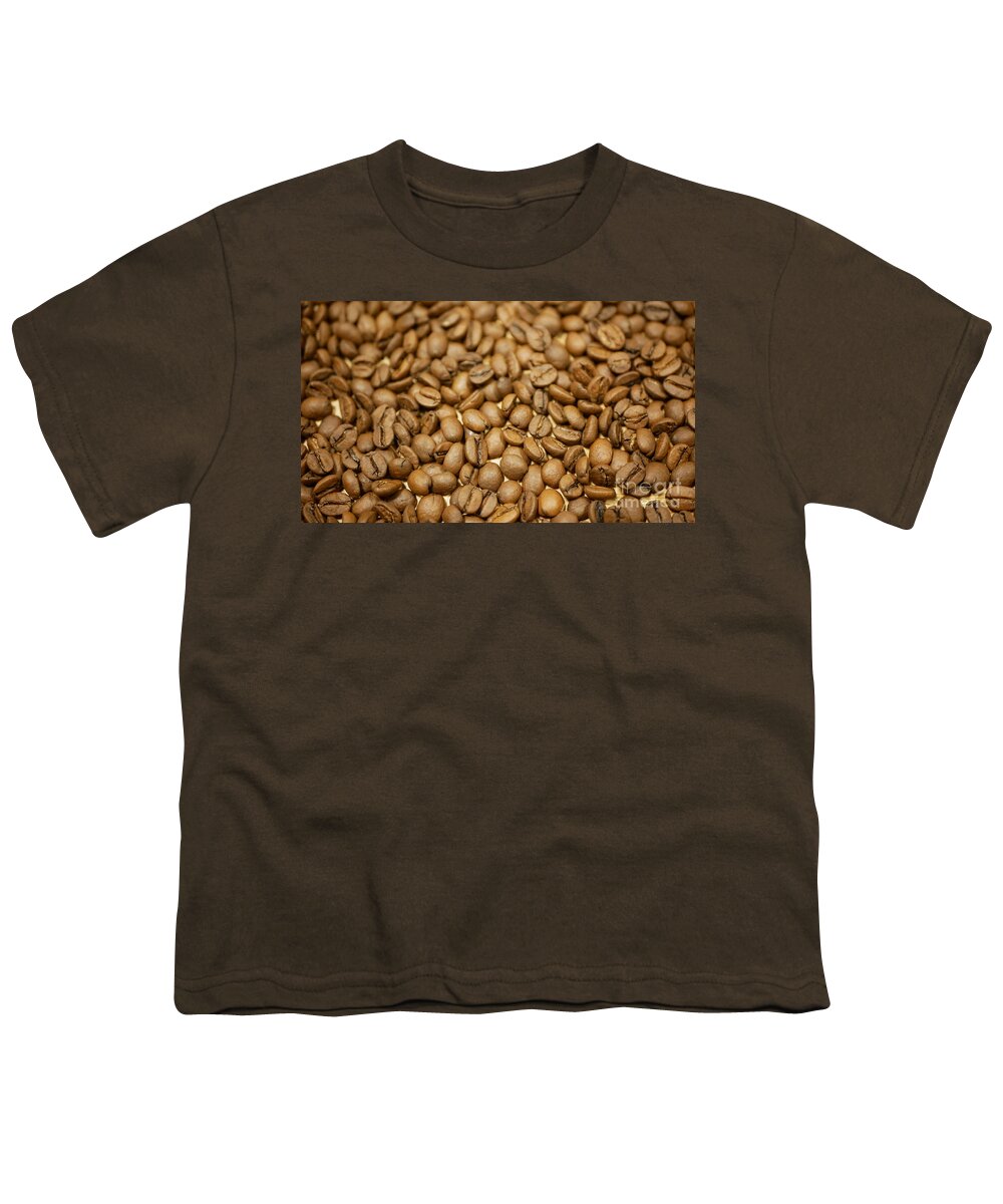 Coffee beans detail roasted cultivated Brazil. Variety Coffea arabica  organic bio coffee espresso Italian preparation refreshing, shop store  healthy, plant roasting Arabian, light brown background Youth T-Shirt by  Tomas Vynikal - Fine