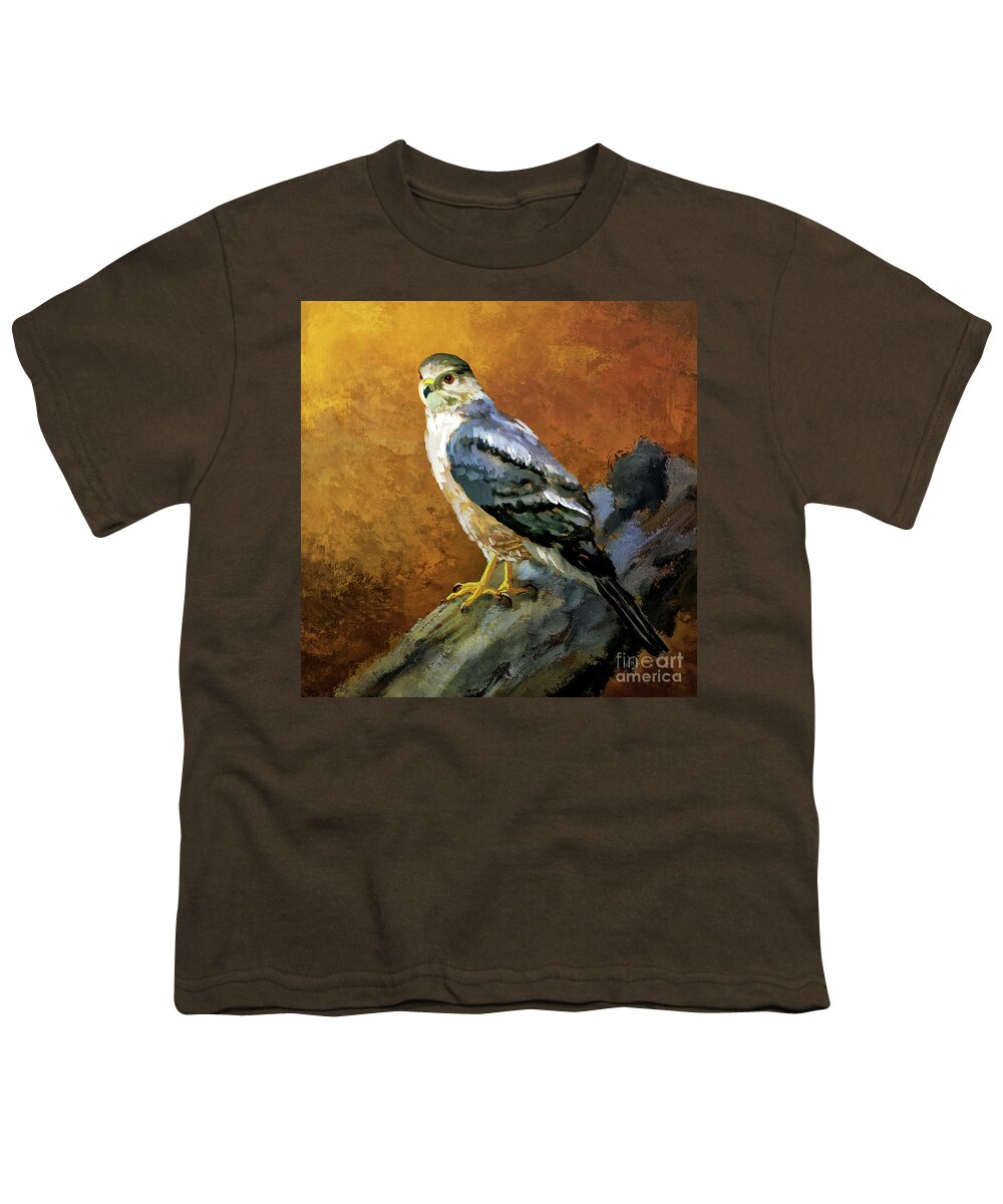 Hawk Youth T-Shirt featuring the digital art Cooper's Hawk by Lois Bryan