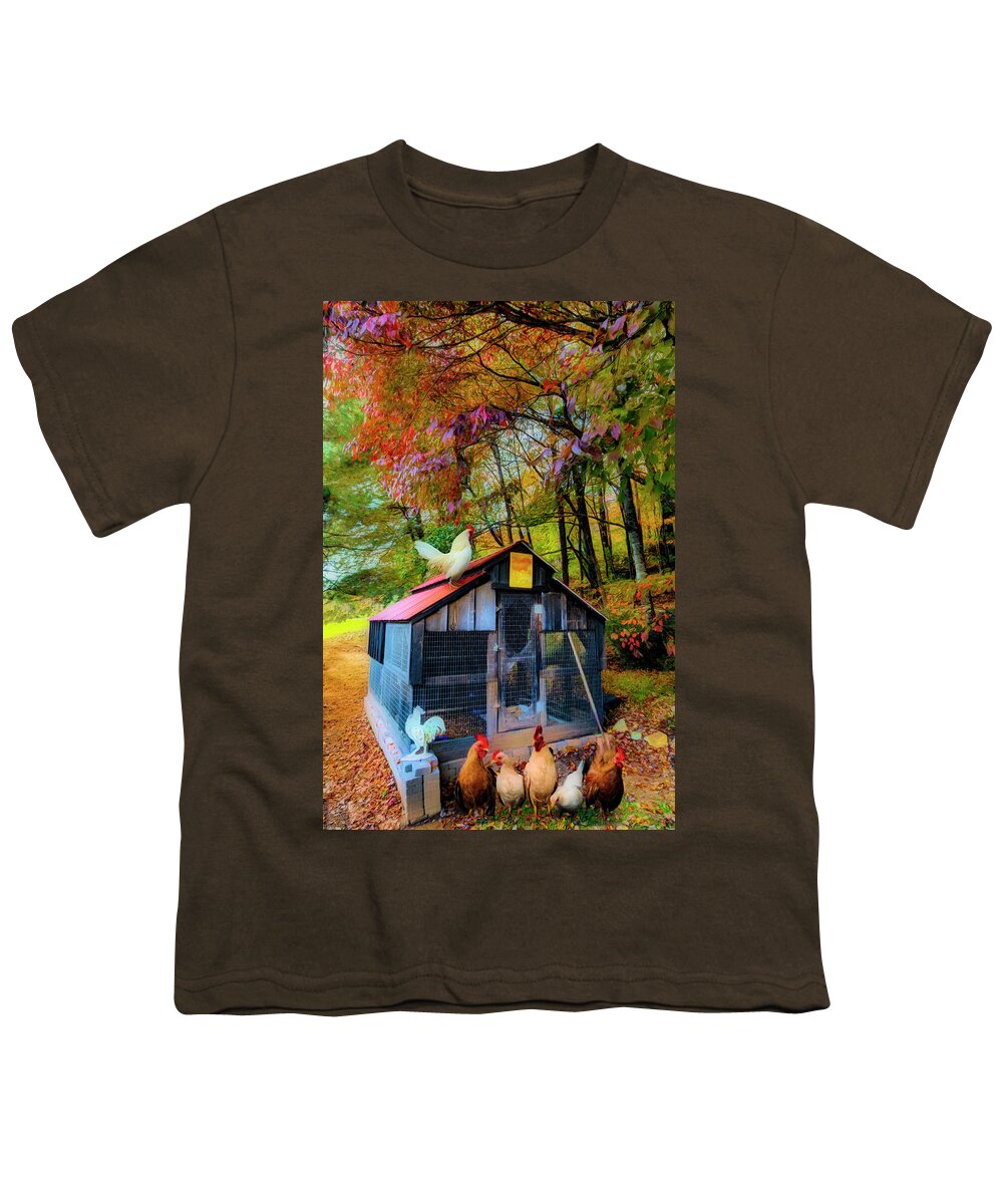 Animals Youth T-Shirt featuring the photograph Country Chicken Coop Painting by Debra and Dave Vanderlaan