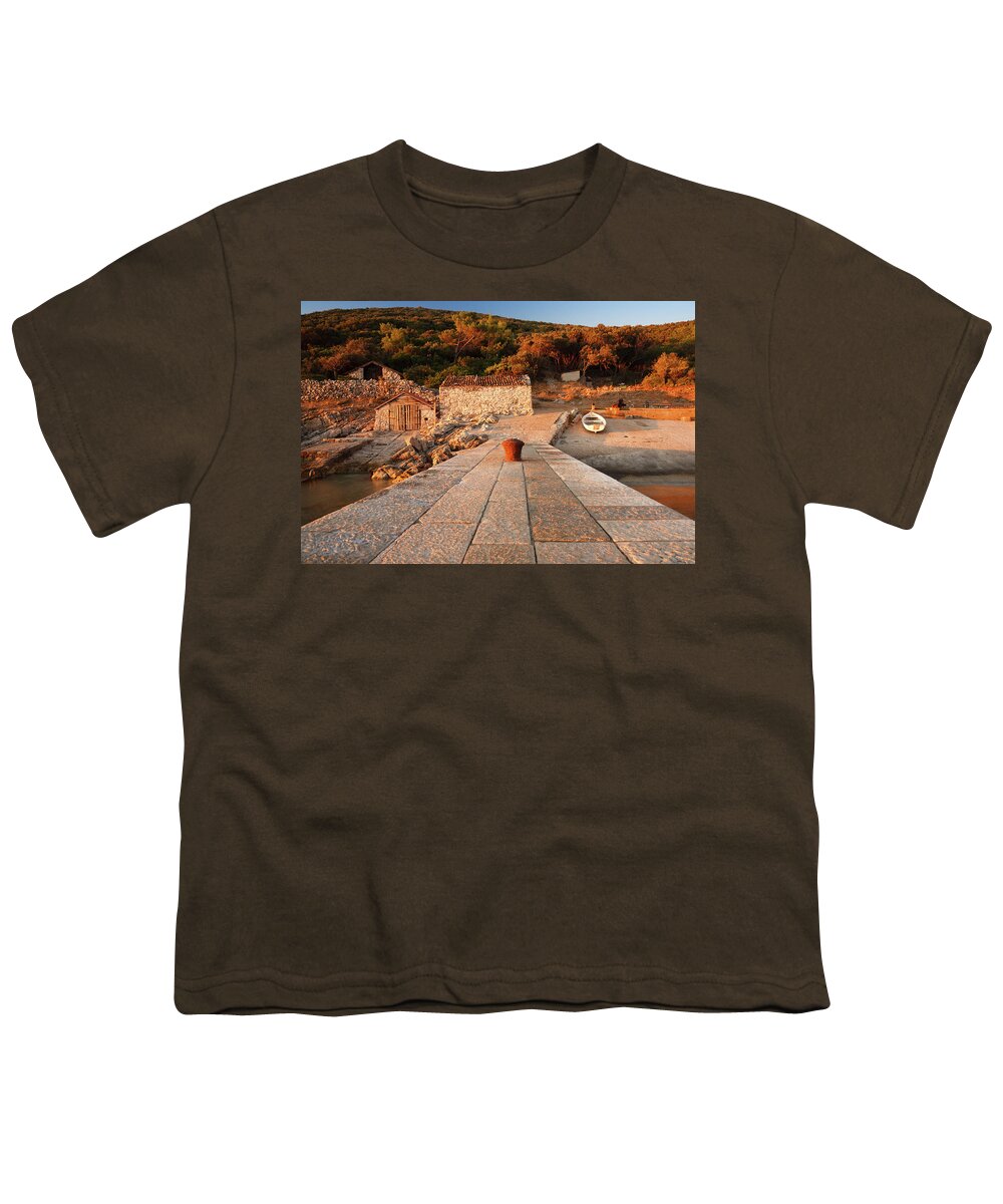 Losinj Youth T-Shirt featuring the photograph Cunski pier, Losinj Island, Croatia by Ian Middleton