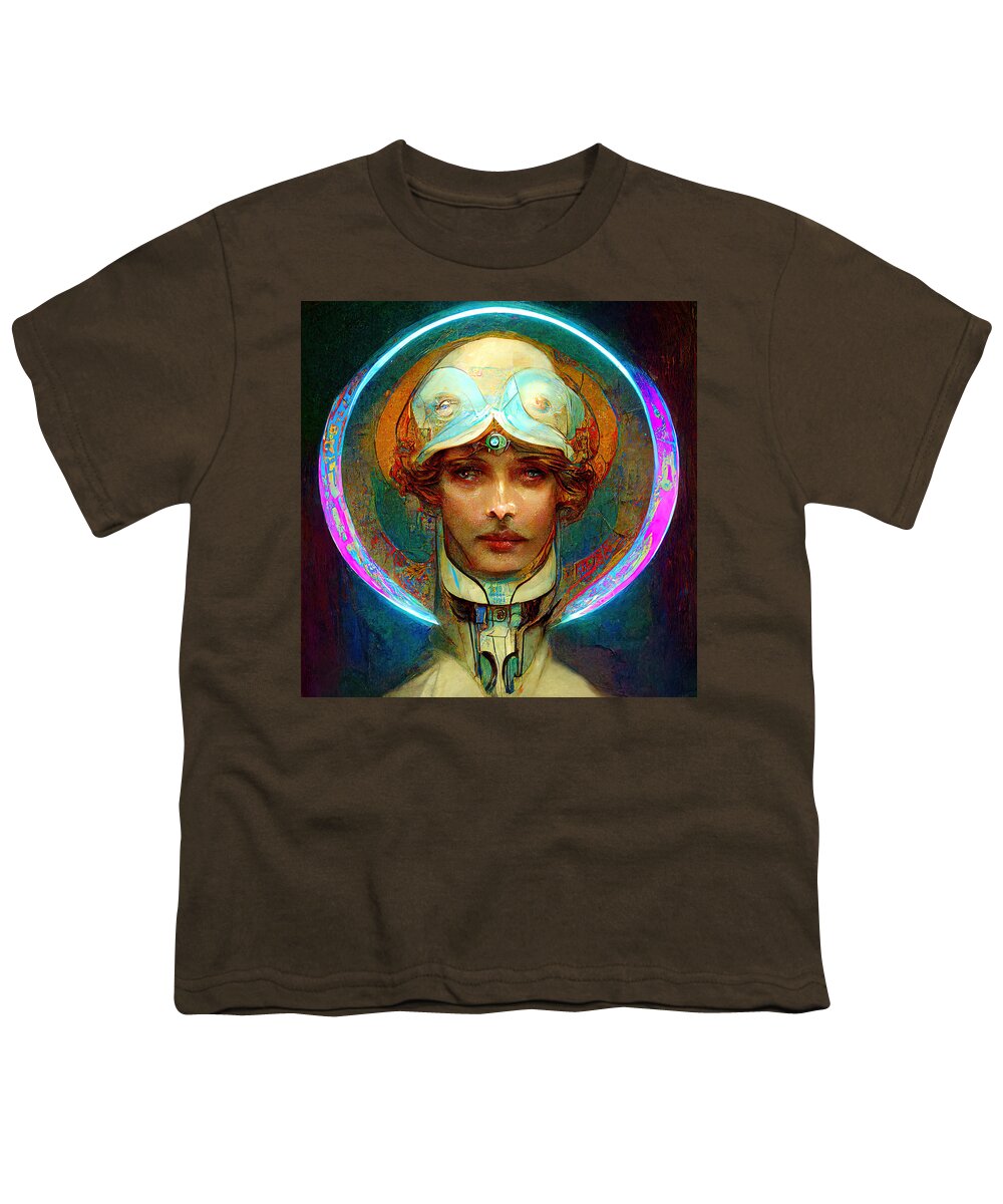 Cybernetic Youth T-Shirt featuring the painting Cybernetic Angel, 01 by AM FineArtPrints