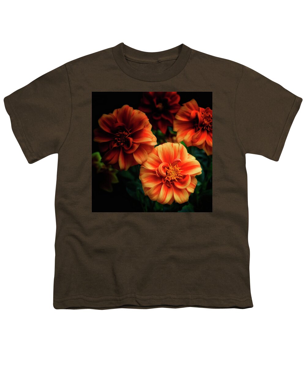 Flower Youth T-Shirt featuring the photograph Dahlia in Orange by Hans Brakob