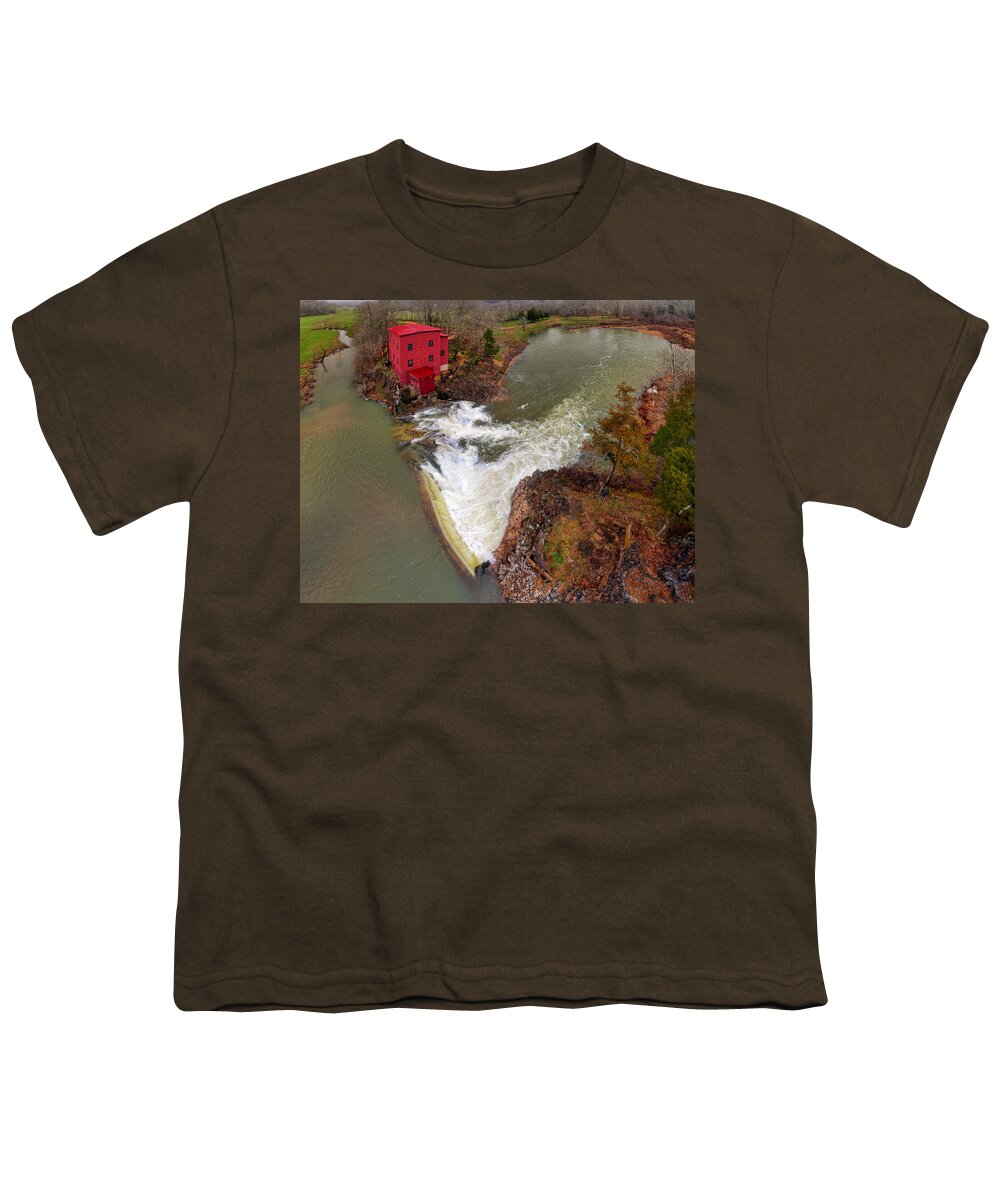 Red Youth T-Shirt featuring the photograph Dillards MIll State Historic Site by Robert Charity