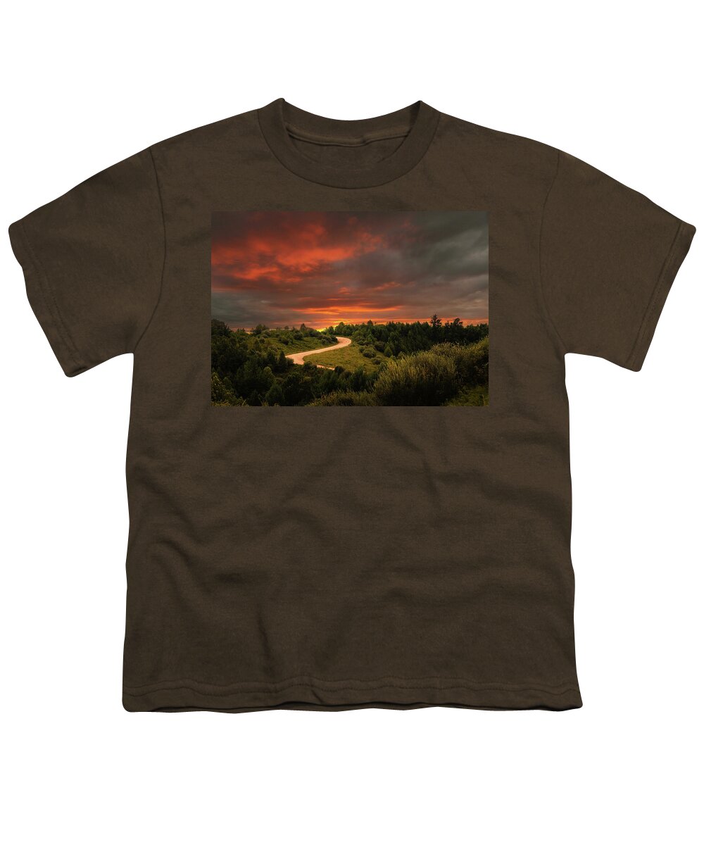 Sunset Youth T-Shirt featuring the photograph Dirt Road Sunset by Lena Auxier