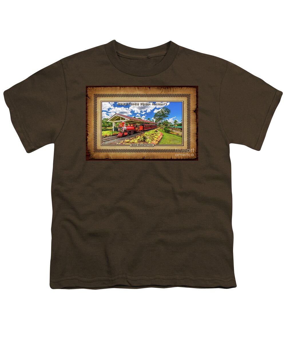 Dole Plantation Train Youth T-Shirt featuring the photograph Dole Plantation Train Oahu Hawaiian Style Postcard by Aloha Art