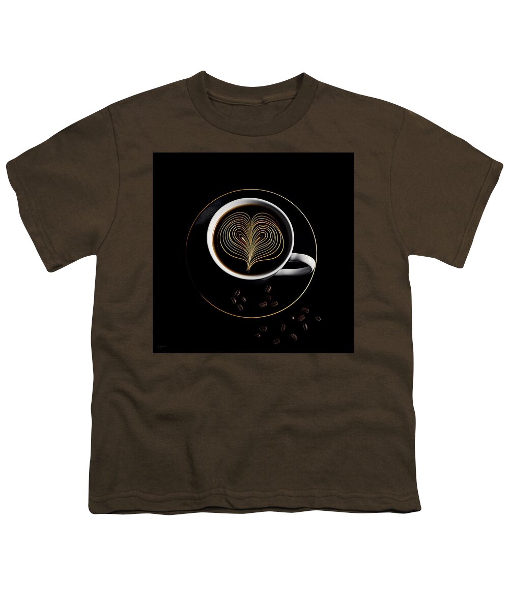 Coffee Youth T-Shirt featuring the painting Espresso Alchemy - Coffee Bean Art by Lourry Legarde