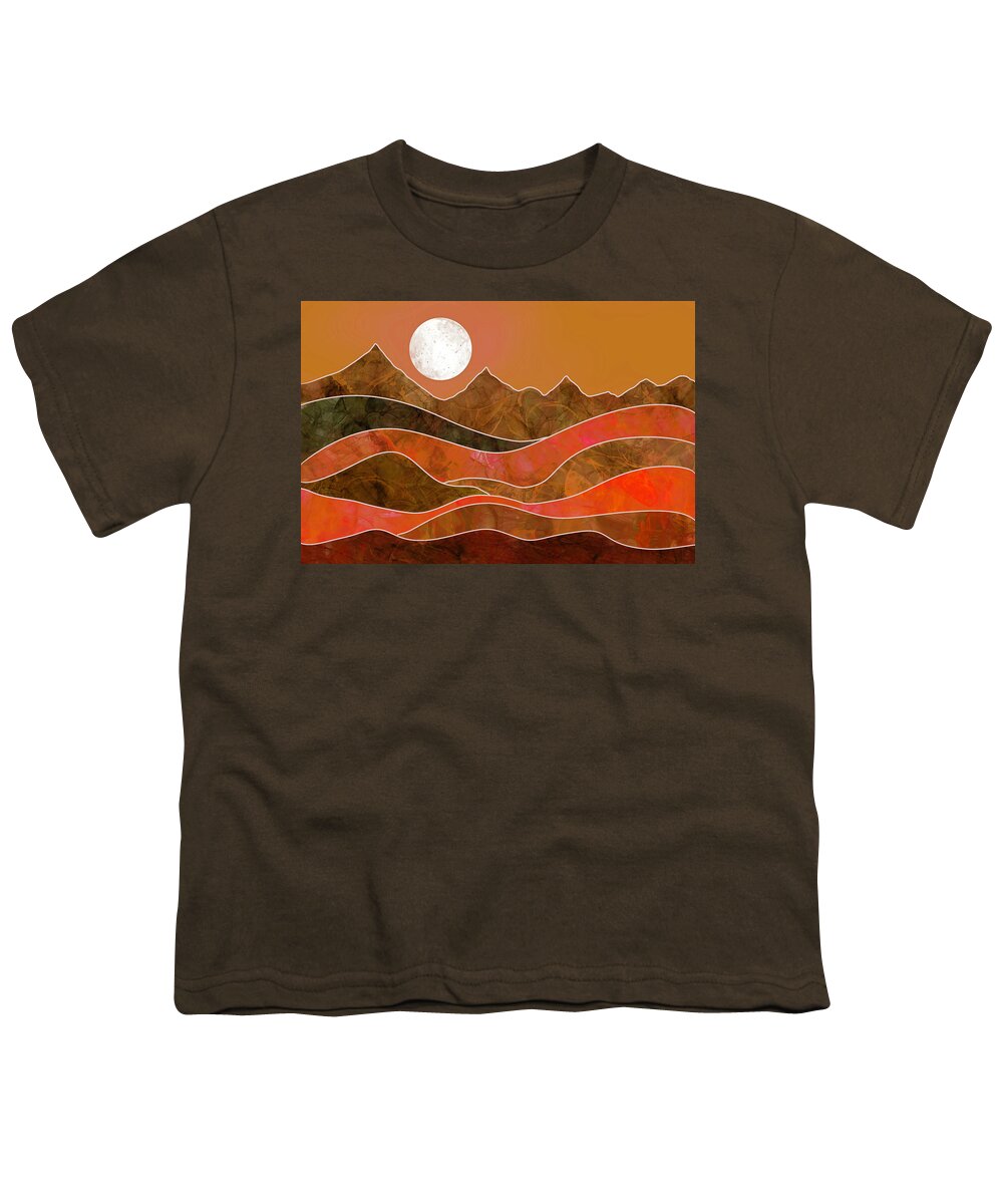 Abstract Landscape Youth T-Shirt featuring the digital art Full Moon Magic - Gold by Peggy Collins