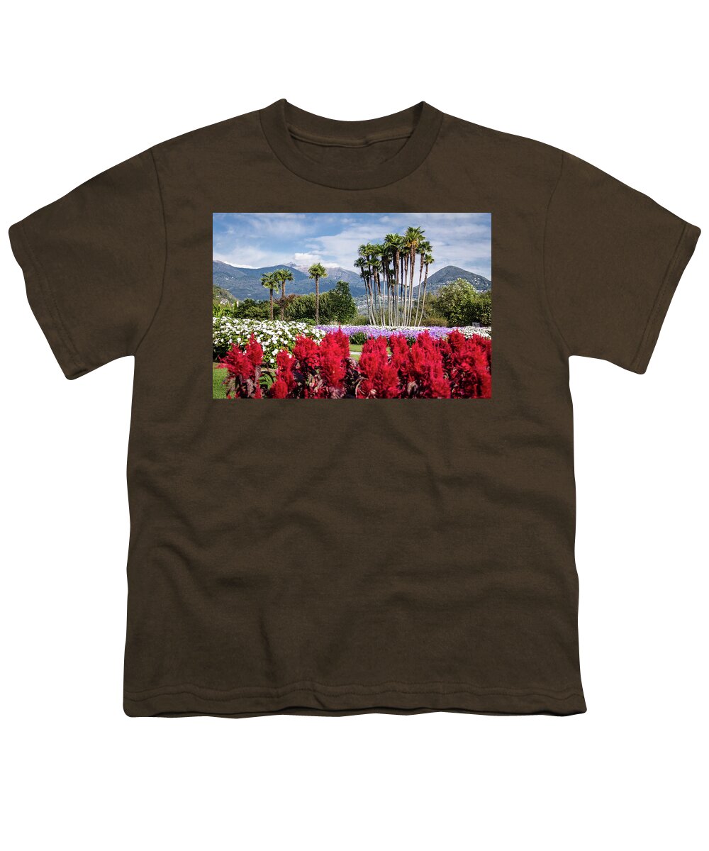 Italy Youth T-Shirt featuring the photograph Garden with Mountains by Craig A Walker