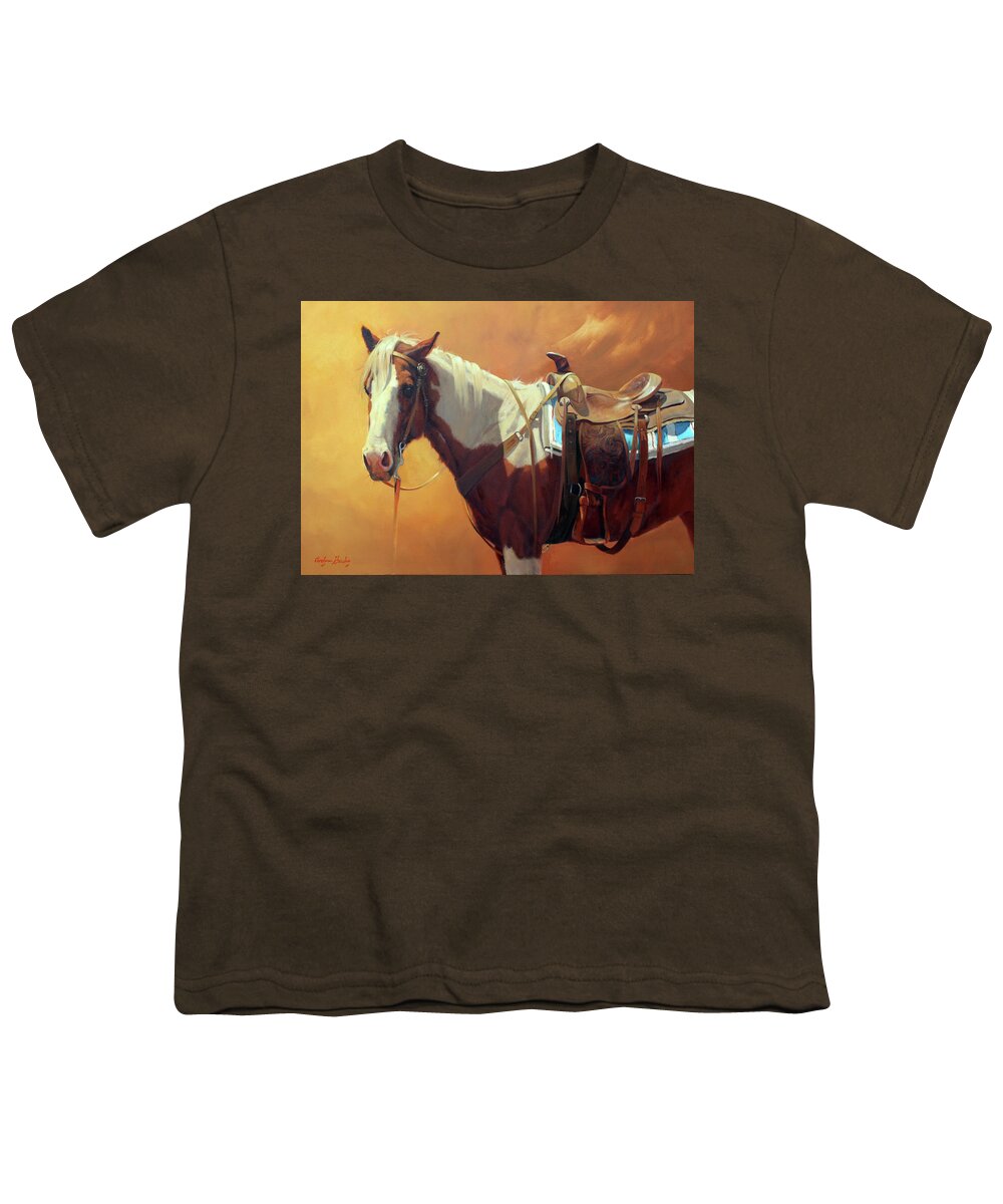 Western Art Youth T-Shirt featuring the painting Gold Rush by Carolyne Hawley