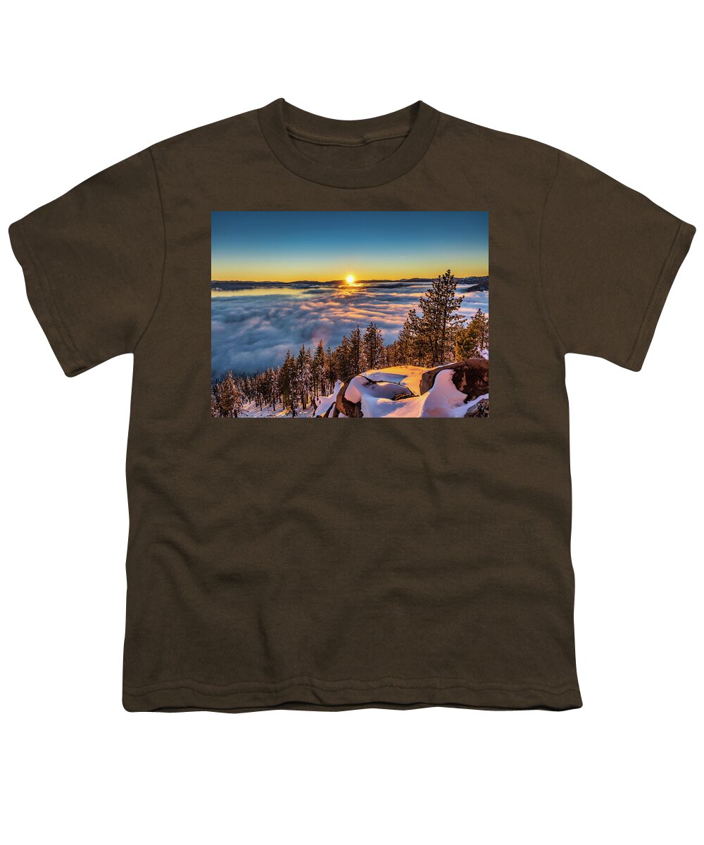 #tahoe #lake #laketahoe #nevada #california #snow #white #trees #dog Youth T-Shirt featuring the photograph Golden Snow by Martin Gollery