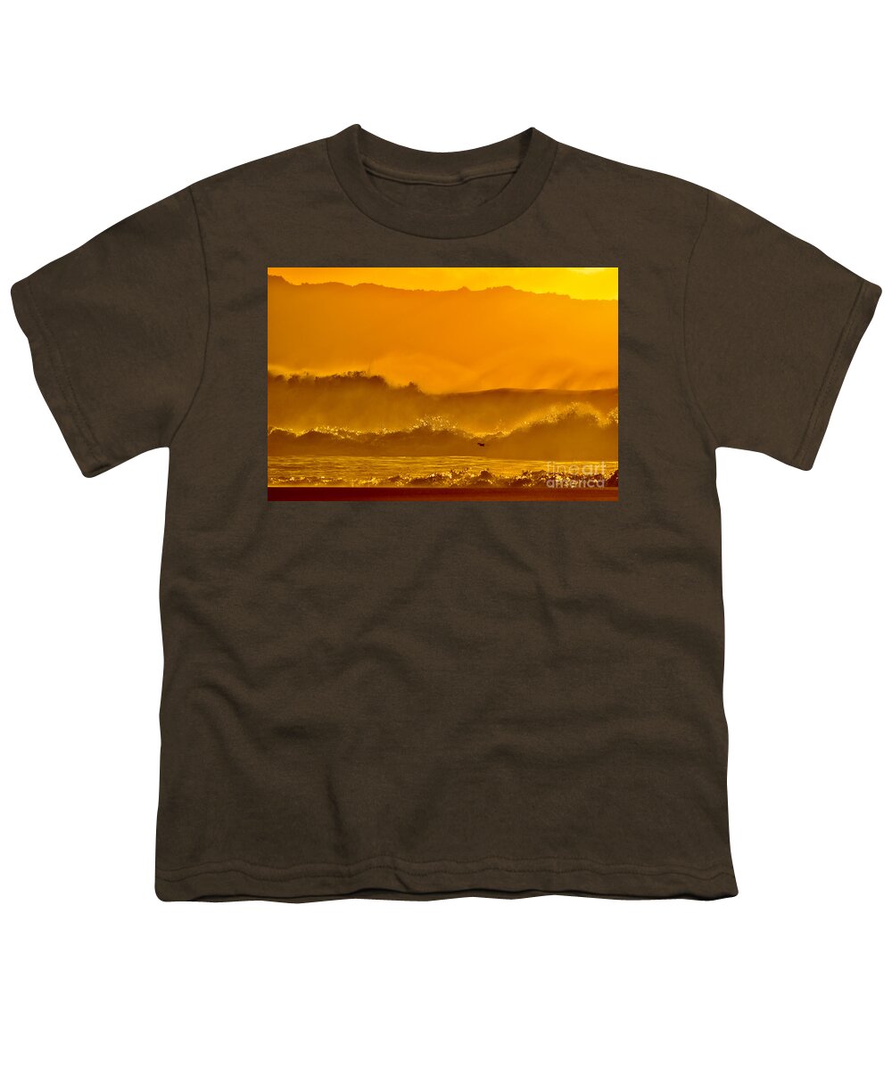 Ke Iki Beach Youth T-Shirt featuring the photograph Golden Waves of Ke Iki Beach by Debra Banks