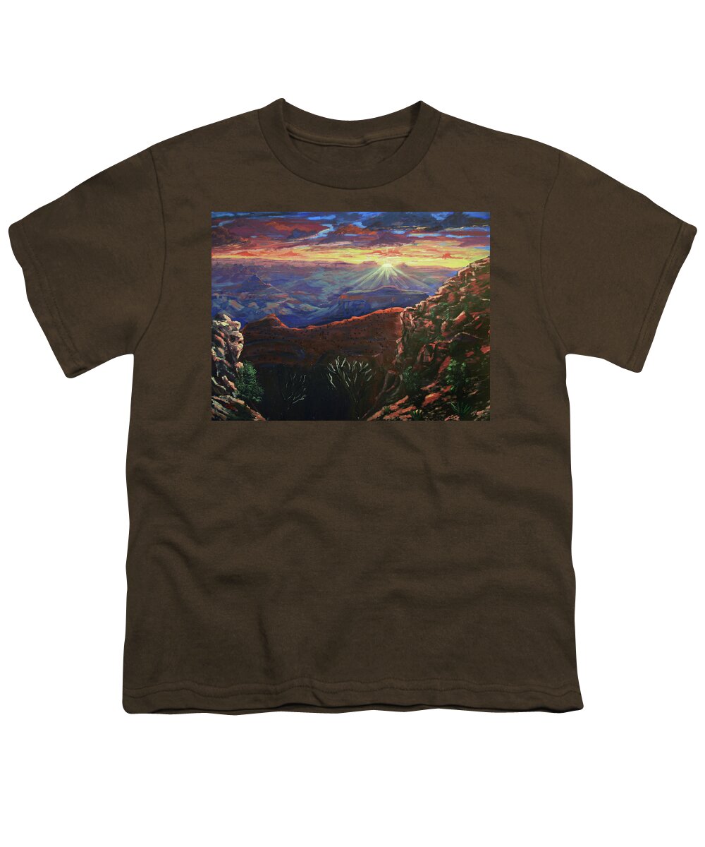 Grand Canyon Youth T-Shirt featuring the painting Grand Canyon Sunrise by Chance Kafka