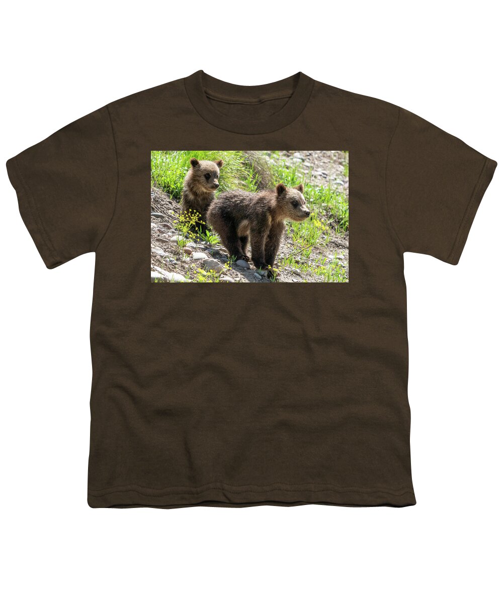 Grizzly Youth T-Shirt featuring the photograph Grizzly Bear Cubs by Wesley Aston