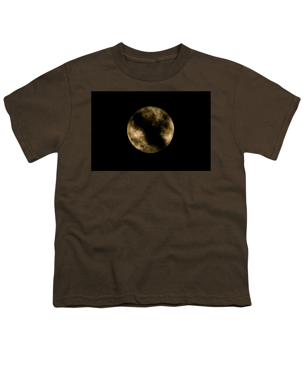 Photo Youth T-Shirt featuring the photograph Harvest Moon with Cloud by Evan Foster