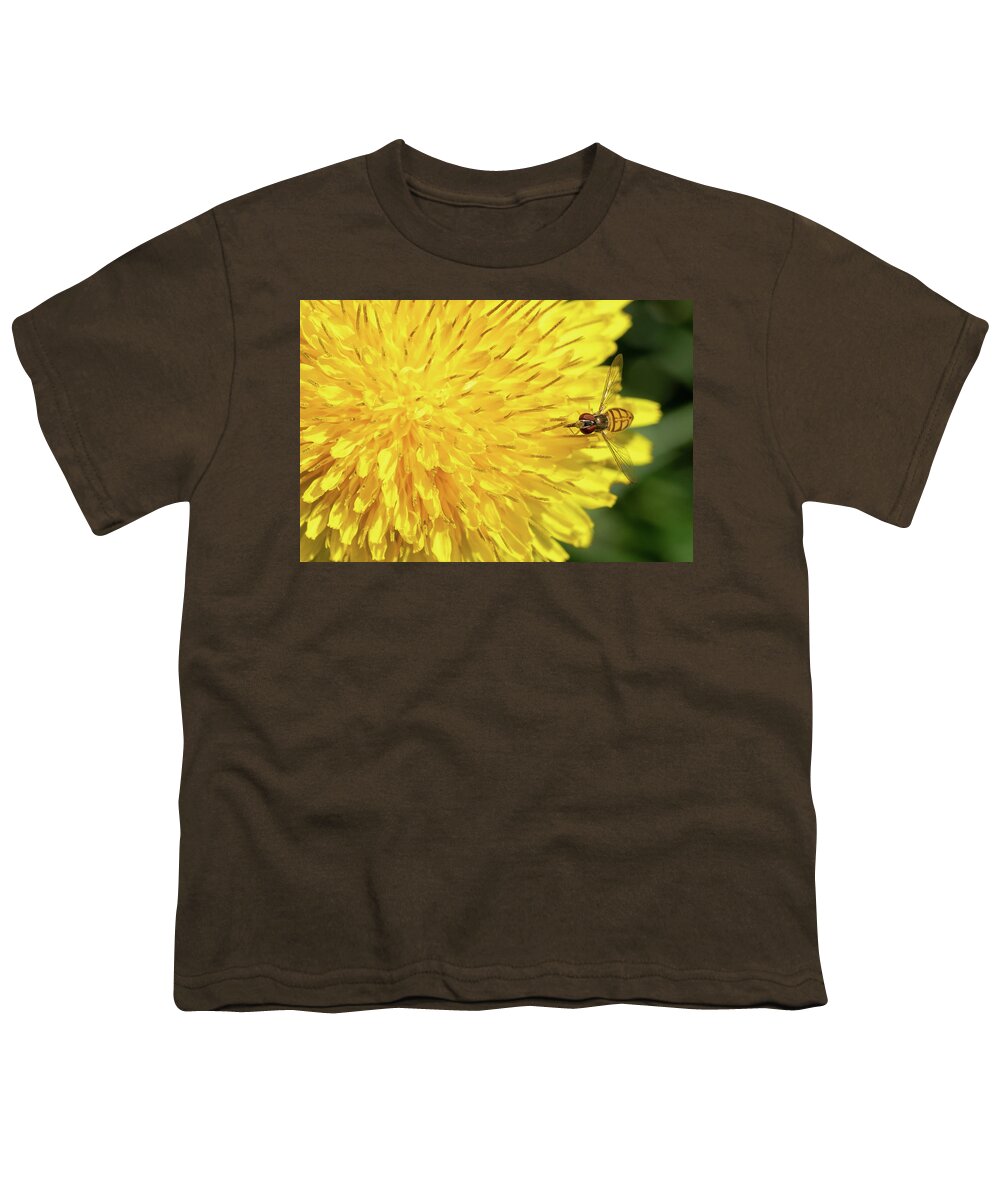 Hover Youth T-Shirt featuring the photograph Hover Fly Breakfast by Brooke Bowdren