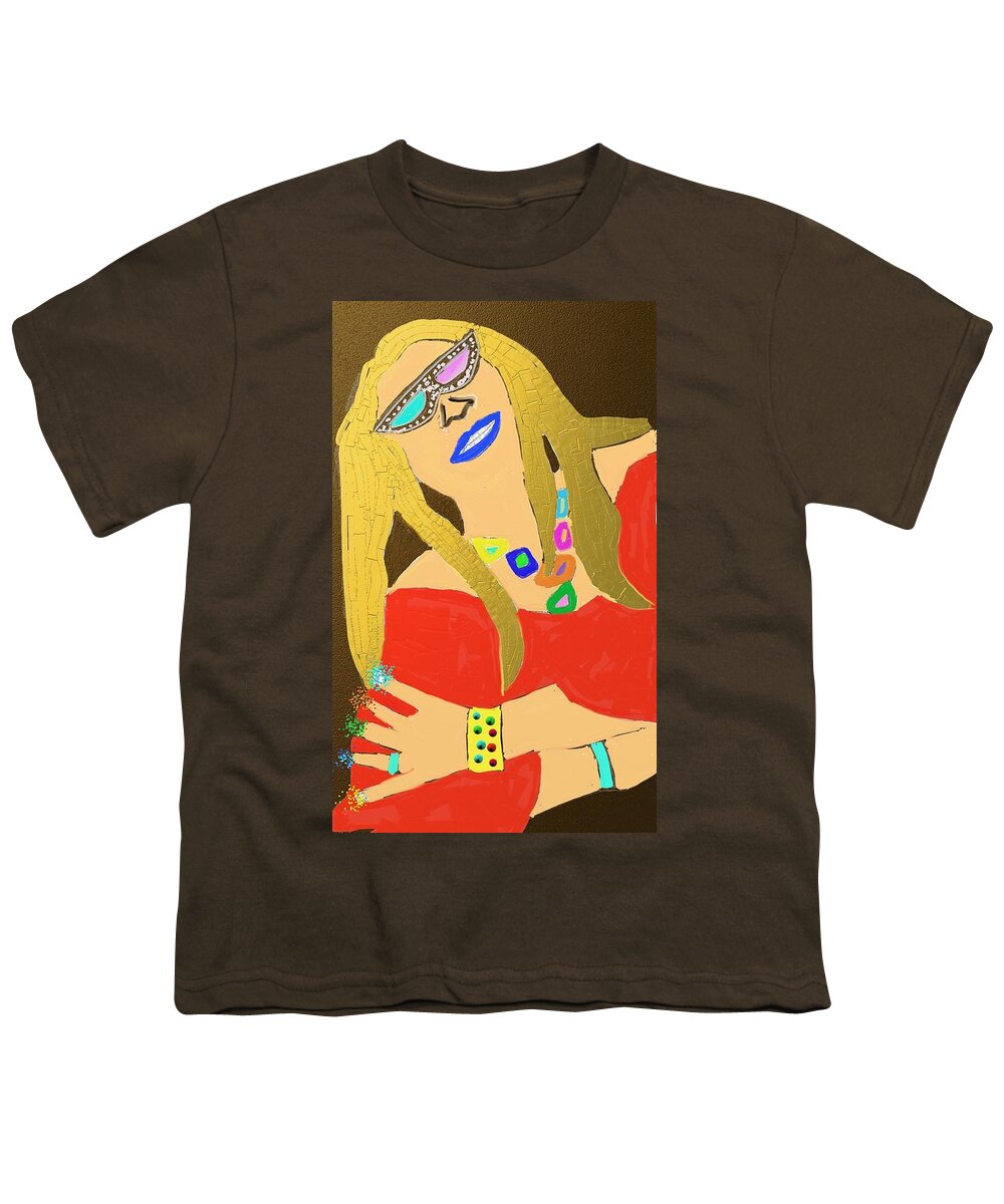  Youth T-Shirt featuring the drawing Jacqui With Golden Hair by Tony Camm