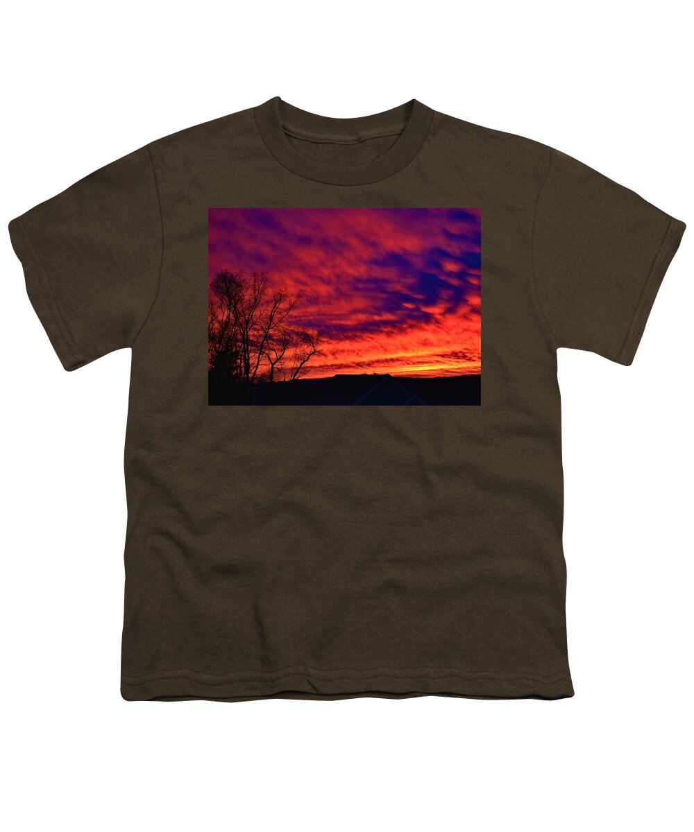 Sunset Youth T-Shirt featuring the photograph January sunset by Monika Salvan