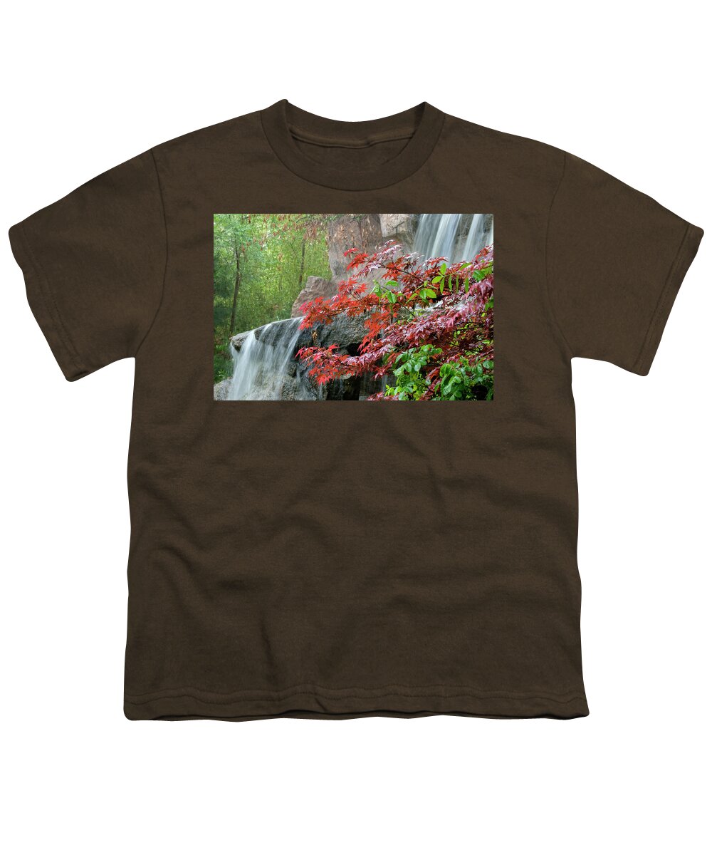 Japanese Youth T-Shirt featuring the photograph Japanese Garden Waterfall Albuquerque by Mary Lee Dereske