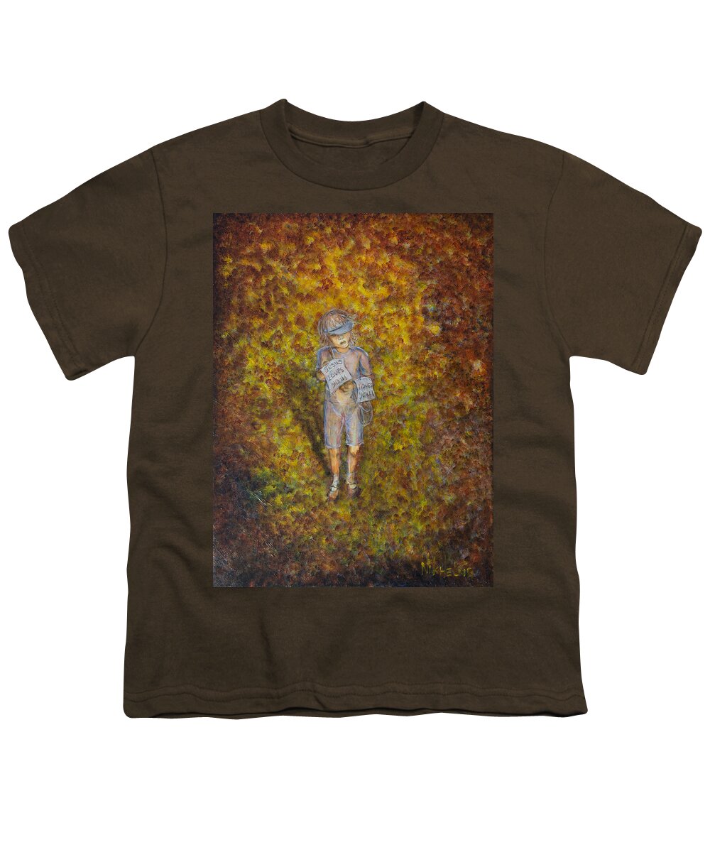 Child Youth T-Shirt featuring the painting Jesus Loves You 01 by Nik Helbig