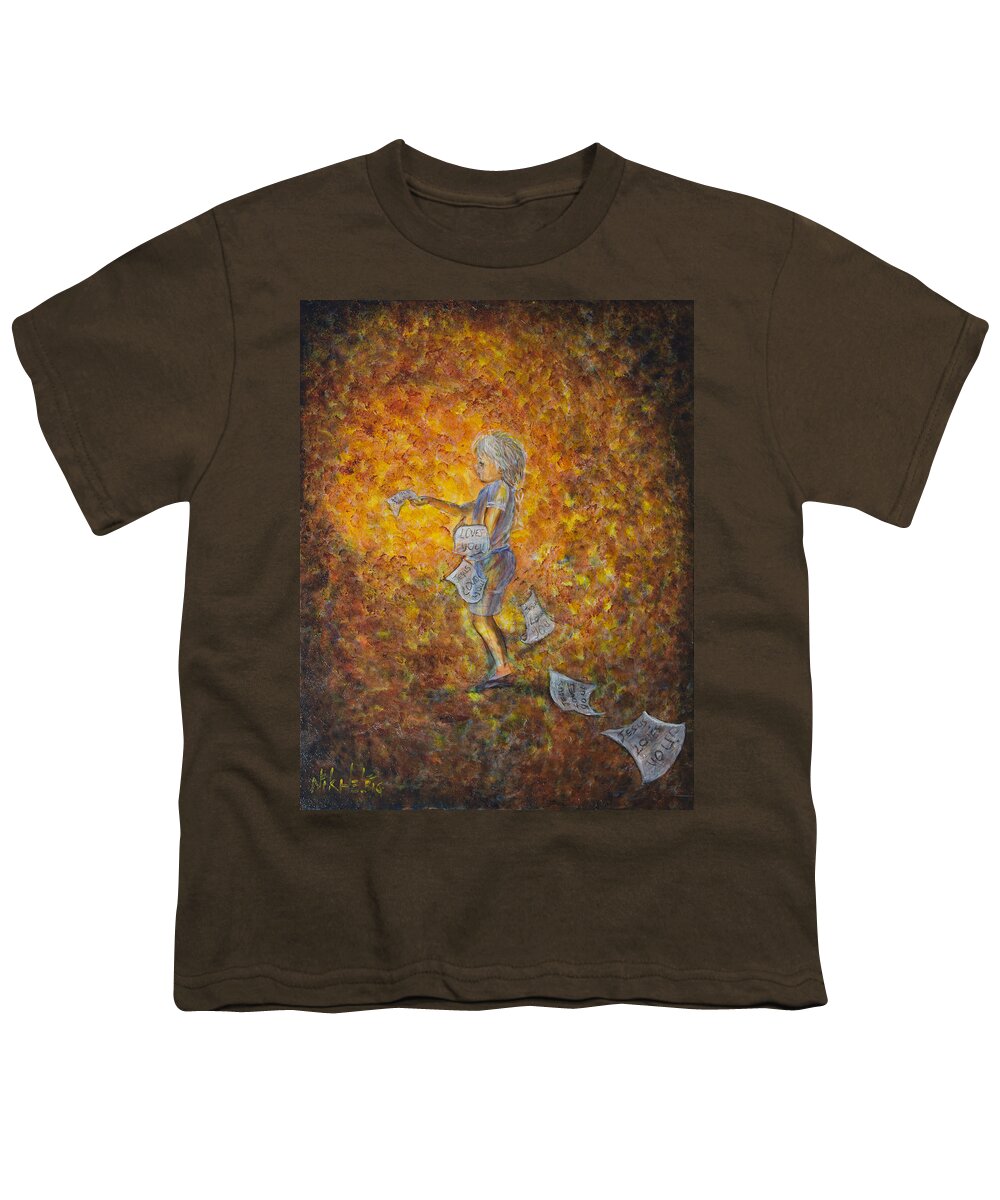 Child Youth T-Shirt featuring the painting Jesus Loves You 02 by Nik Helbig