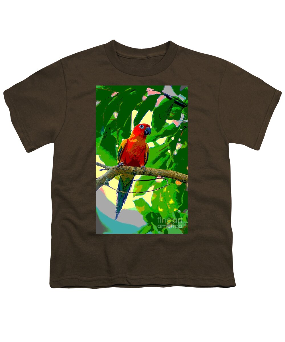 Parakeet Youth T-Shirt featuring the mixed media Jungle Parakeet by Ian Gledhill