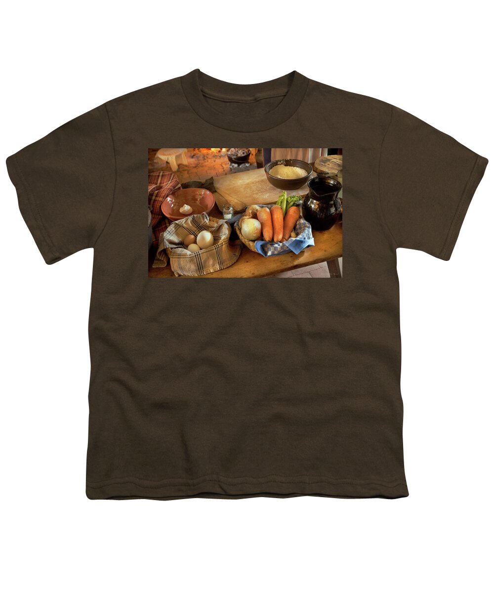 Chef Youth T-Shirt featuring the photograph Kitchen - Ingredients for pot pie by Mike Savad