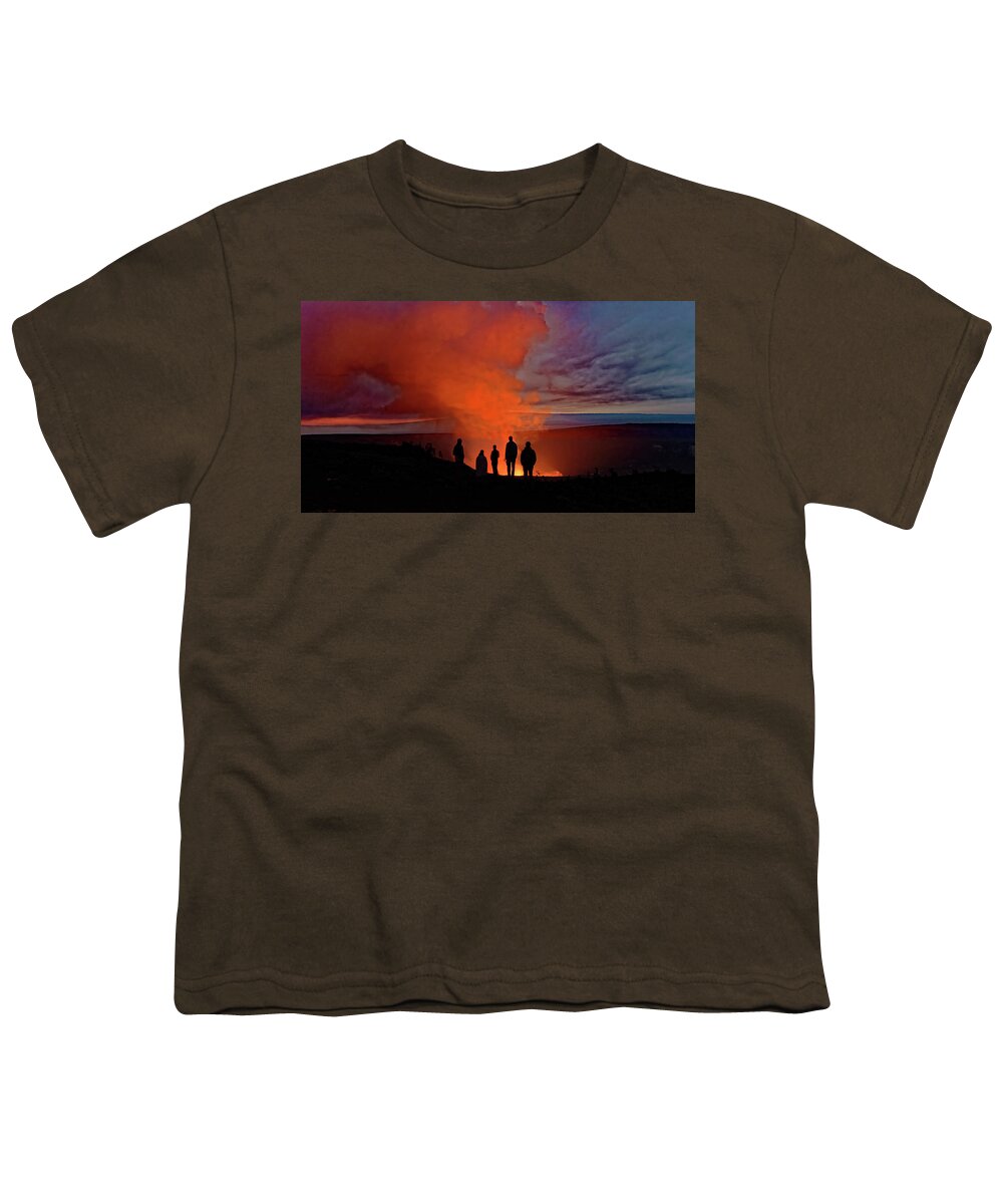 Volcanic Eruption Youth T-Shirt featuring the photograph Lava Eruption Campfire by Heidi Fickinger