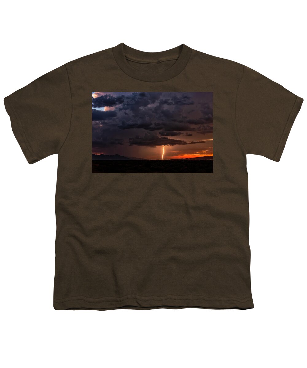 Lightning Youth T-Shirt featuring the photograph Lighting Up The Estrellas At Sunset by Saija Lehtonen