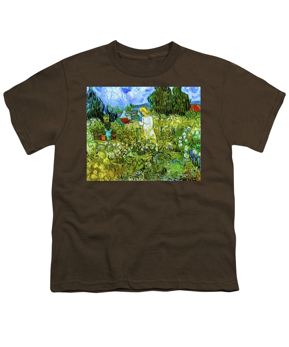 Mademoiselle Youth T-Shirt featuring the painting Mademoiselle Gachet in Her Garden at Auvers by Vincent Van Gogh by Vincent Van Gogh