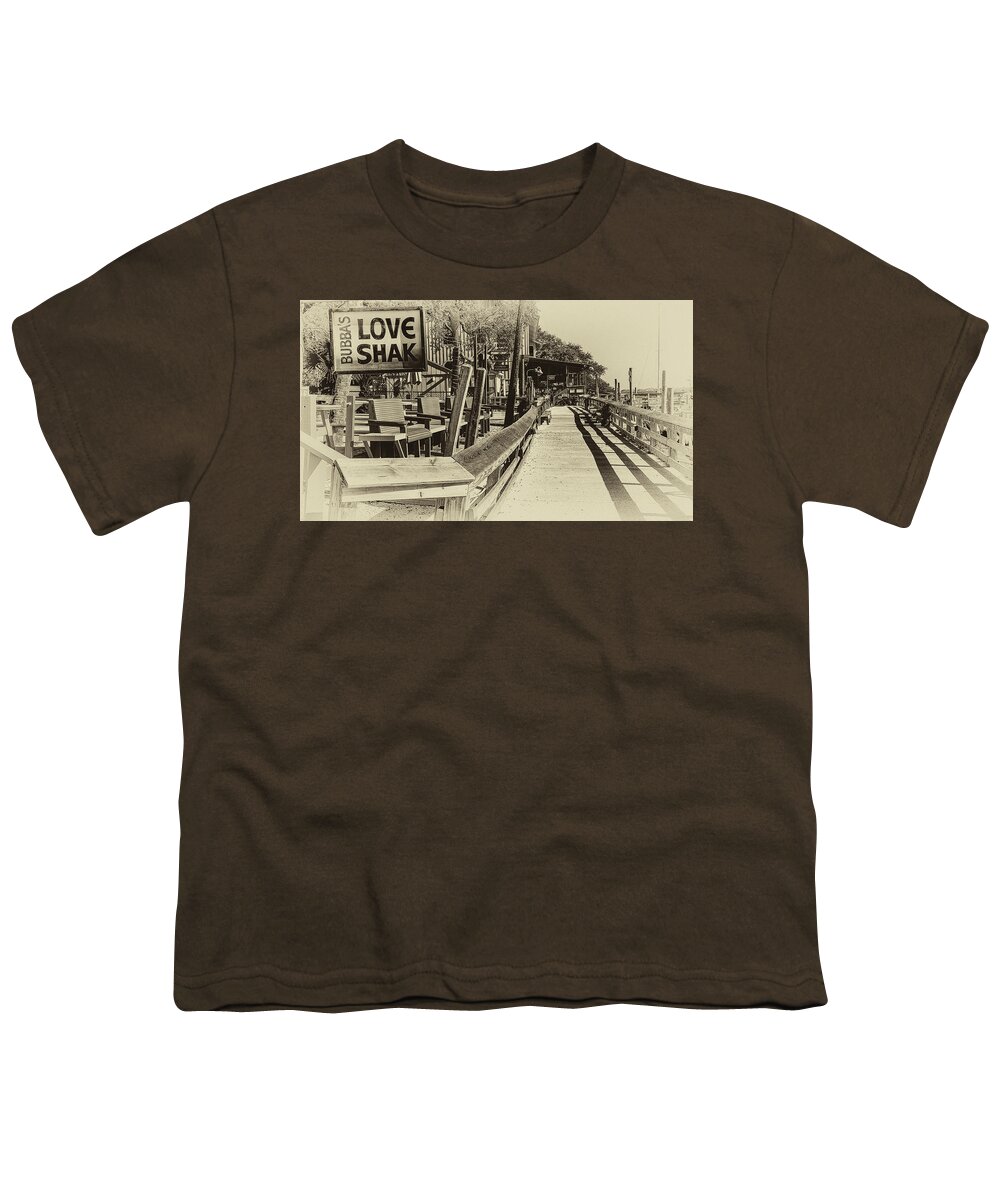 Murrells Inlet Youth T-Shirt featuring the photograph Marshwalk Sepia by Bill Barber