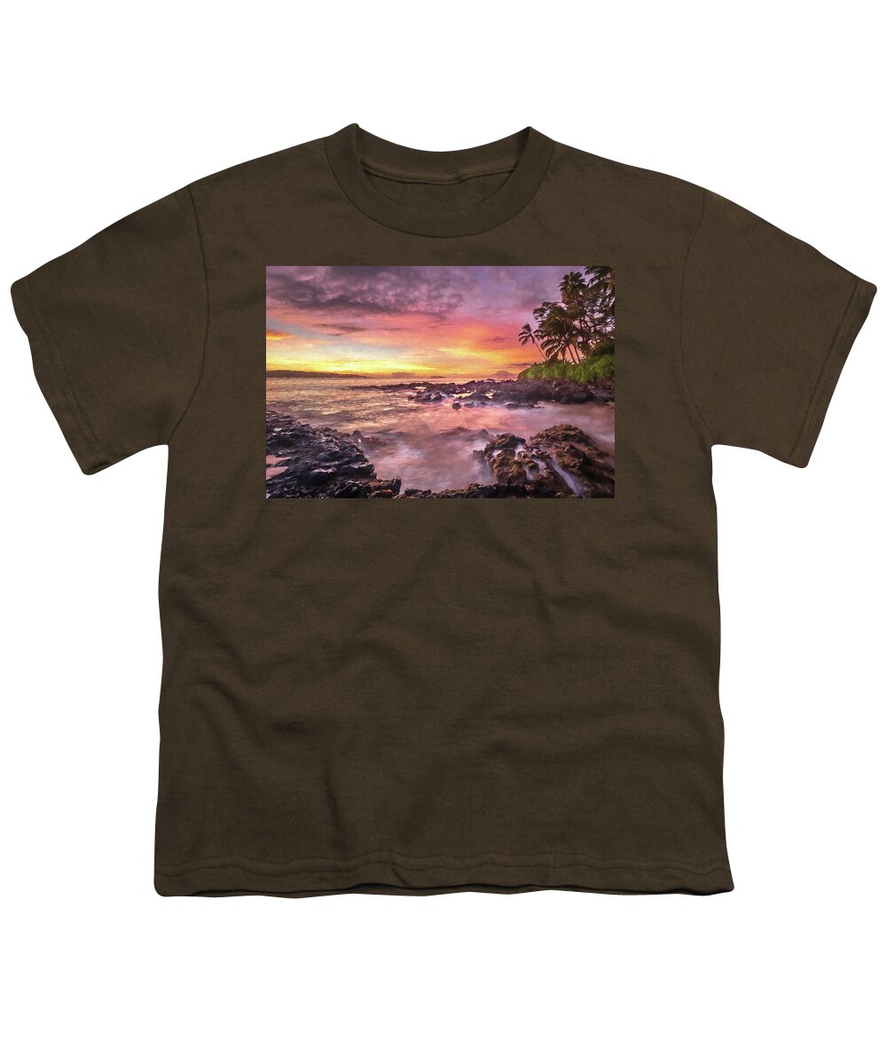Sunset Youth T-Shirt featuring the photograph Maui sunset - Digital Art by Robert Miller