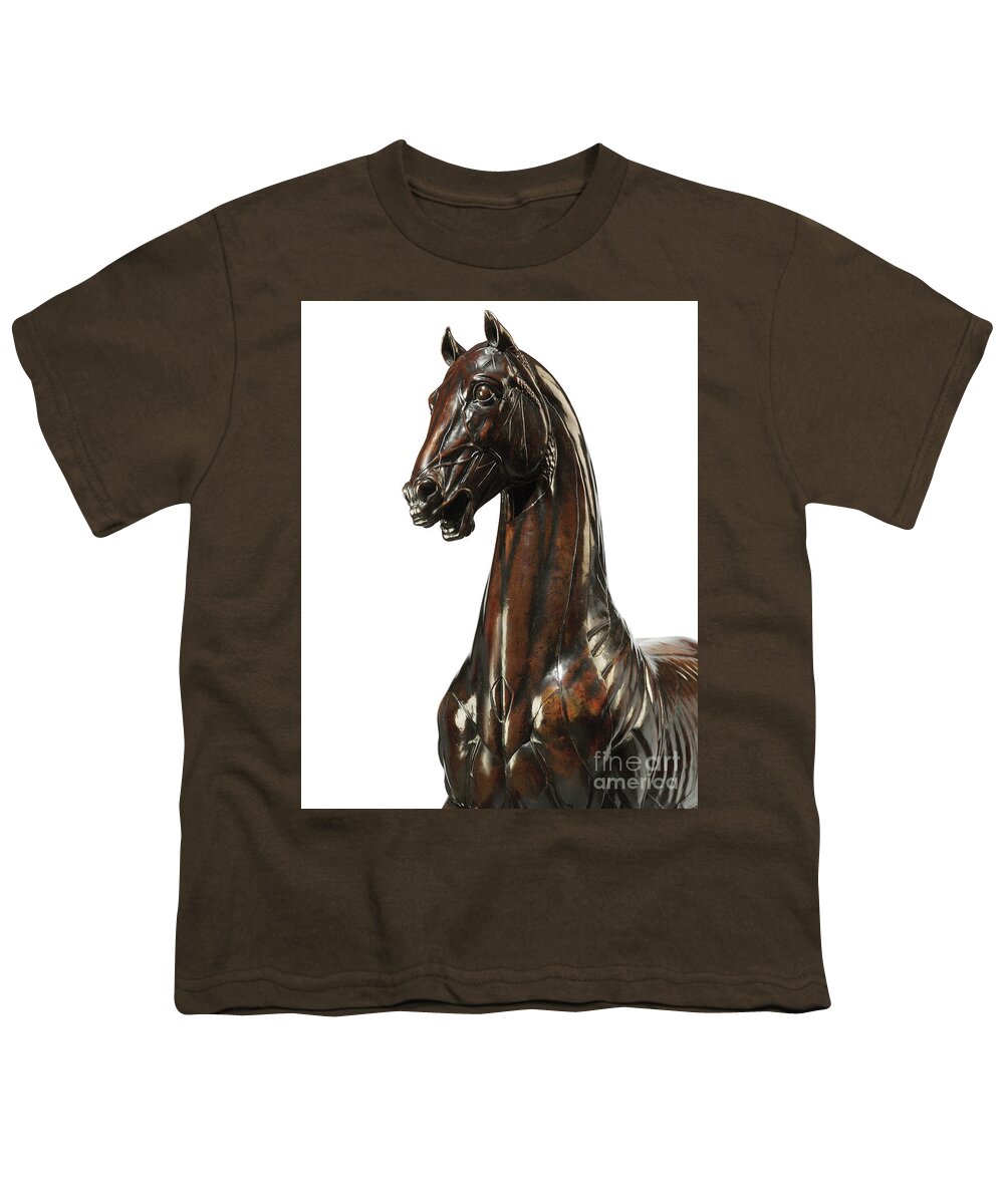 Horse Youth T-Shirt featuring the sculpture Model of an ecorche horse, after the Mattei Horse of the 1580s by Giambologna