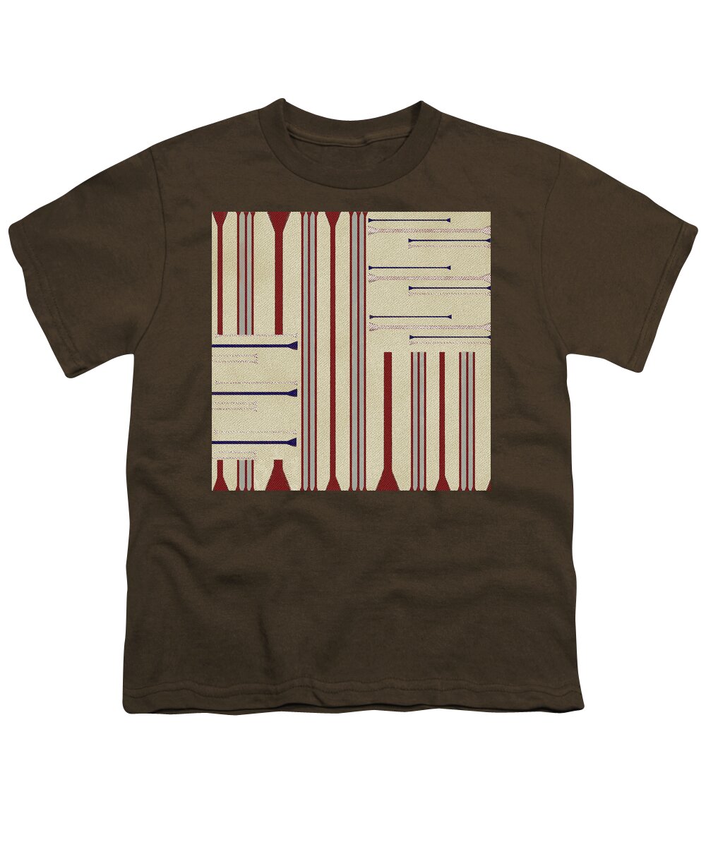 Stripe Youth T-Shirt featuring the digital art Modern African Ticking Stripe by Sand And Chi