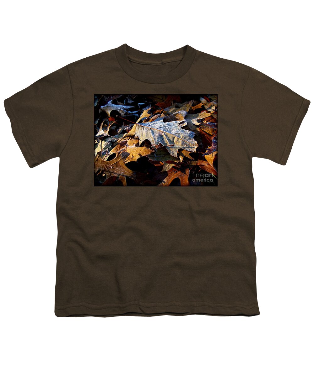Nature Youth T-Shirt featuring the photograph Morning Frost Autumn Leaves by Frank J Casella