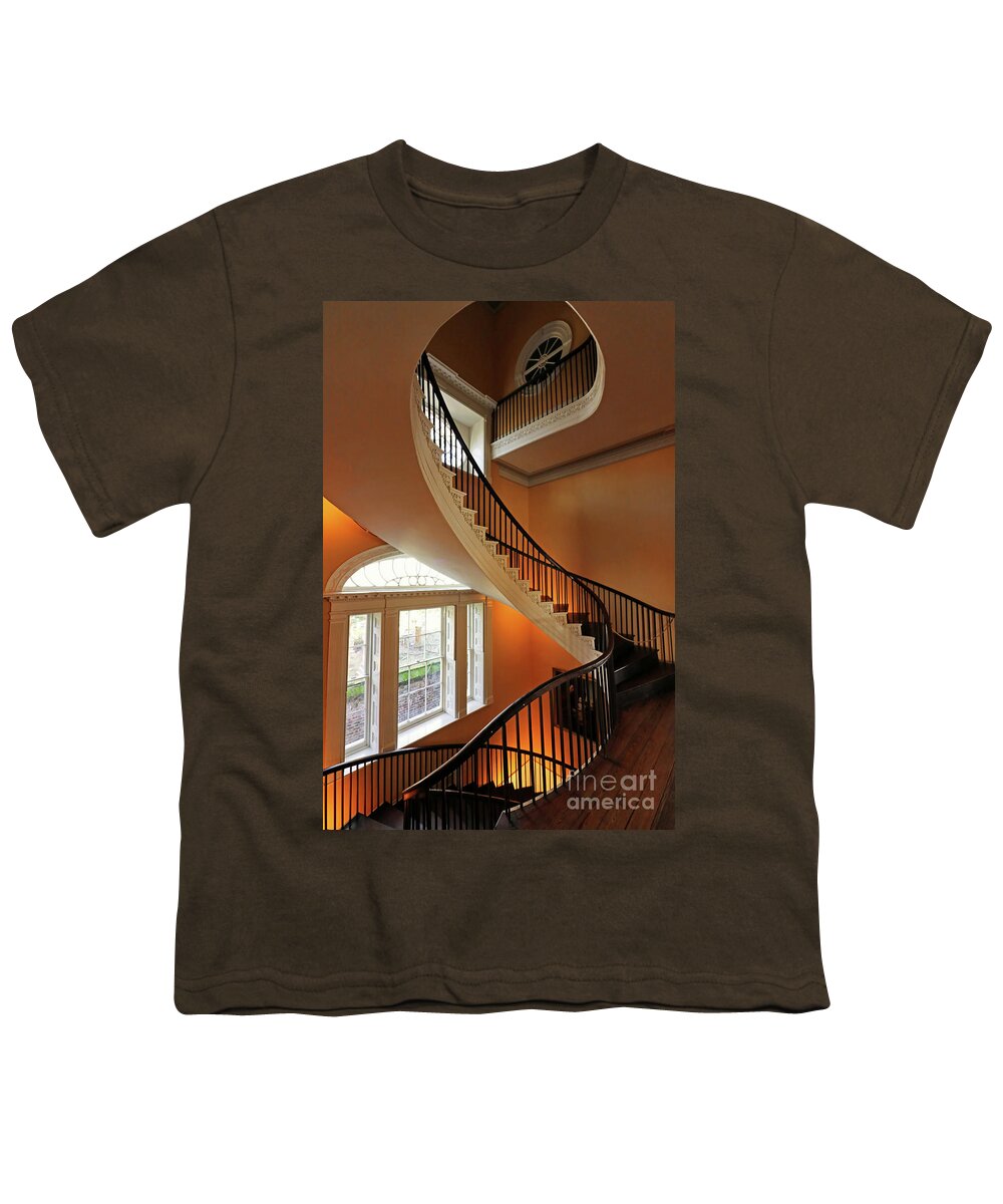 Spiral Staircase Youth T-Shirt featuring the photograph Nathaniel Russell House Spiral Staircase Charleston SC 9421 by Jack Schultz