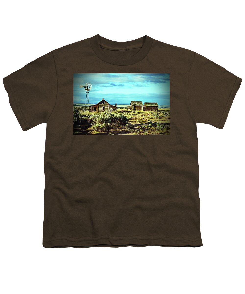 In Focus Youth T-Shirt featuring the digital art Old Homestead, along the Oregon Trail. by Fred Loring